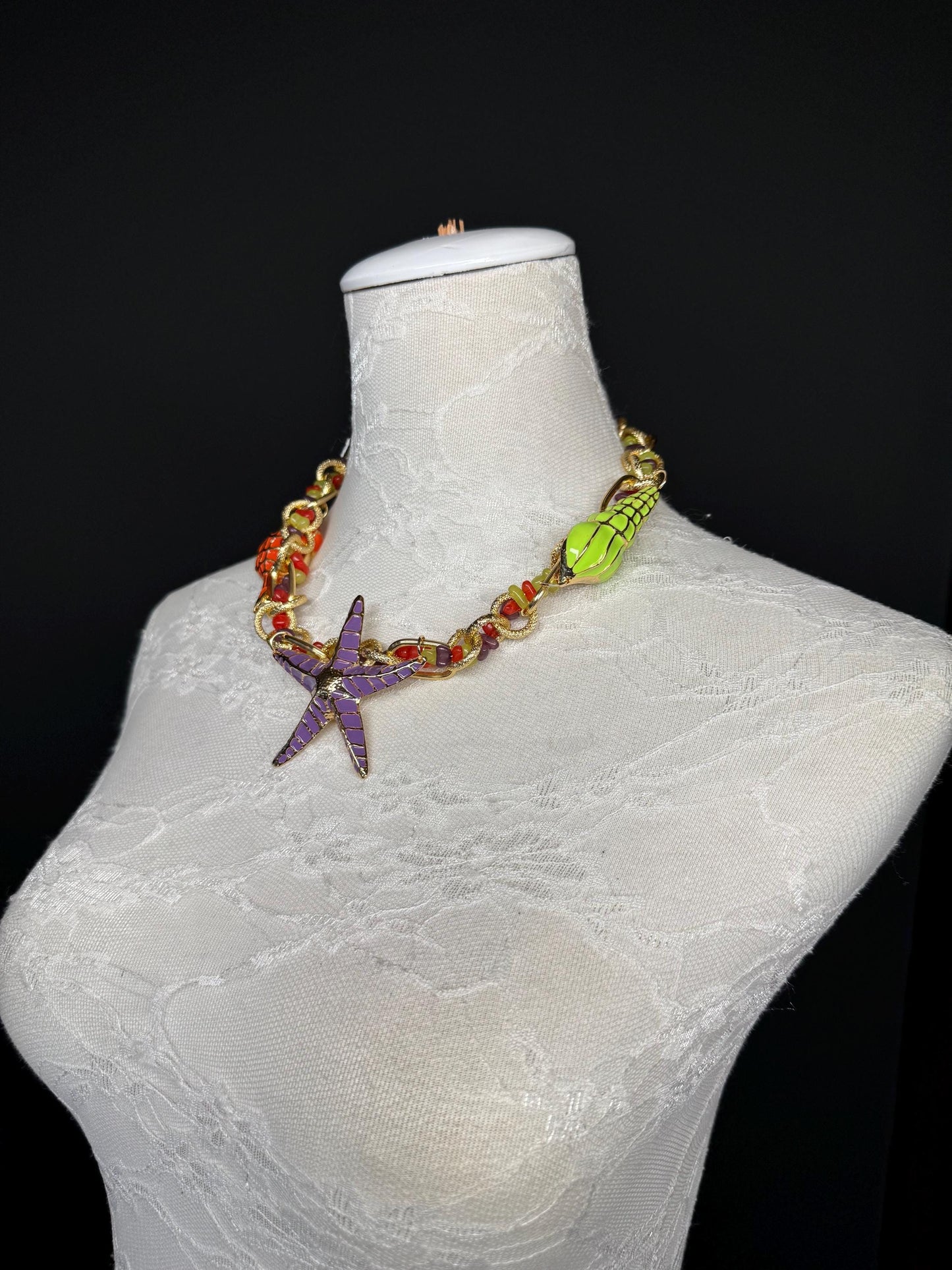 Starfish, Shells Necklace, Beads, High Quality, Chain Necklace, Shells, Fashion, FAN Design, Gift, Beach, Resort, Gift, Festival