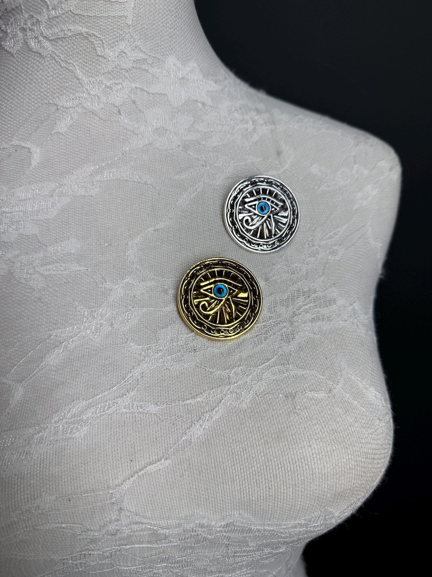 Evil Eye Metal Brooch, Solid Metal Brooch, Pin on, Jewellery, Accessory, 2” Wide, Unusual, Gift, FAN Design, Brooches, Gold, Silver, Gift