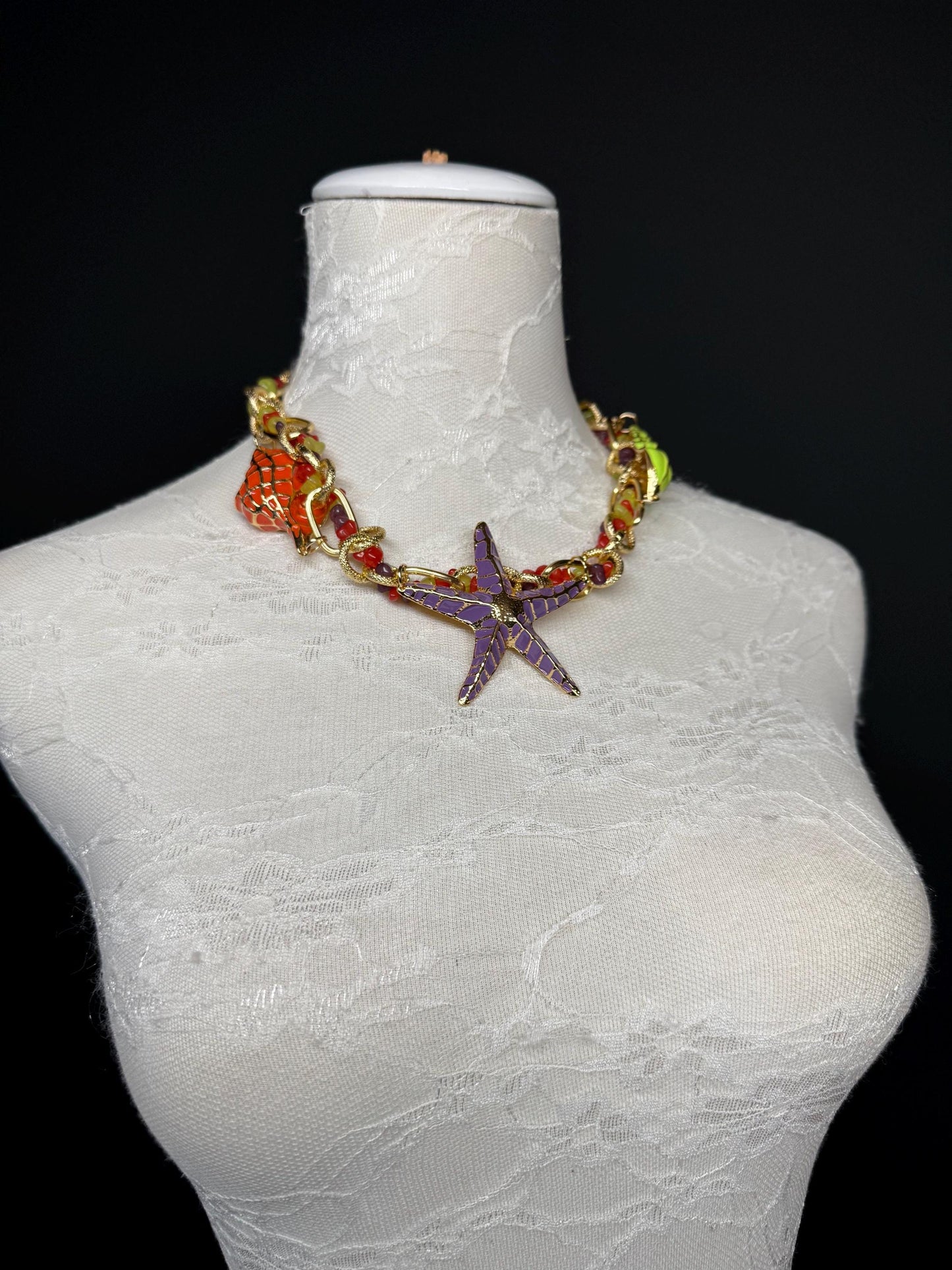Starfish, Shells Necklace, Beads, High Quality, Chain Necklace, Shells, Fashion, FAN Design, Gift, Beach, Resort, Gift, Festival