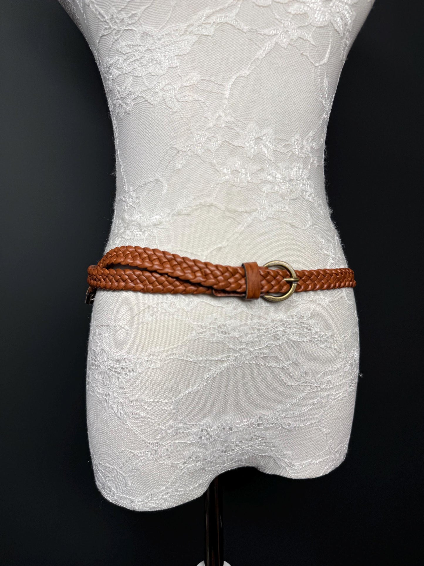 1” Wide Plaited Tan Brown Belt Accessory - Size 8-16. 25mm Width, Fashion Belt, Handmade Belt, High Quality, Warm Tan Colour. Vegan Belt