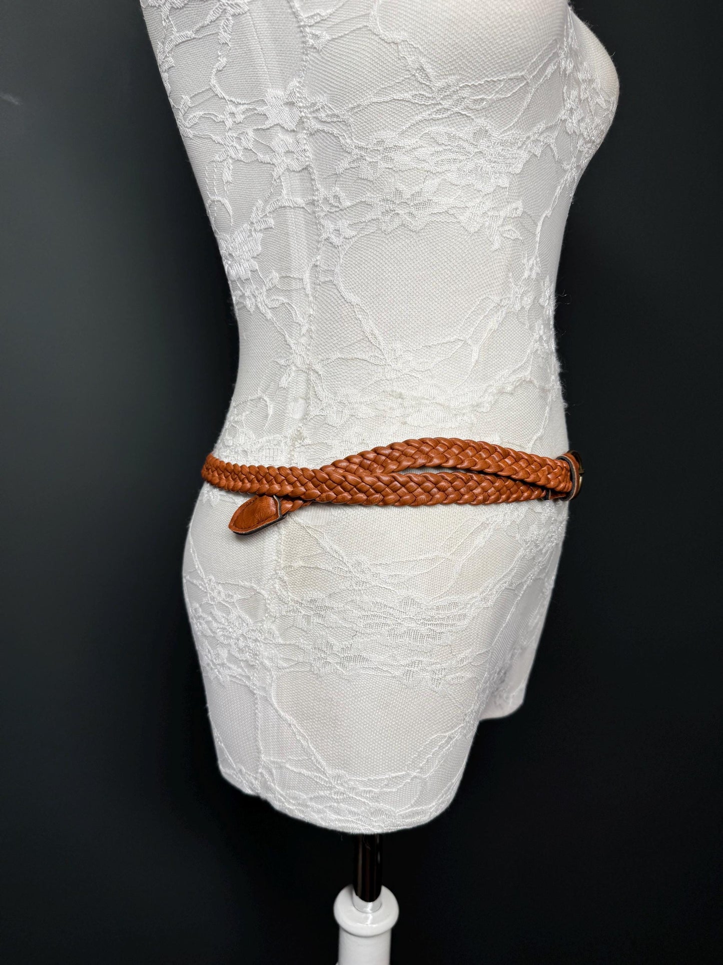 1” Wide Plaited Tan Brown Belt Accessory - Size 8-16. 25mm Width, Fashion Belt, Handmade Belt, High Quality, Warm Tan Colour. Vegan Belt