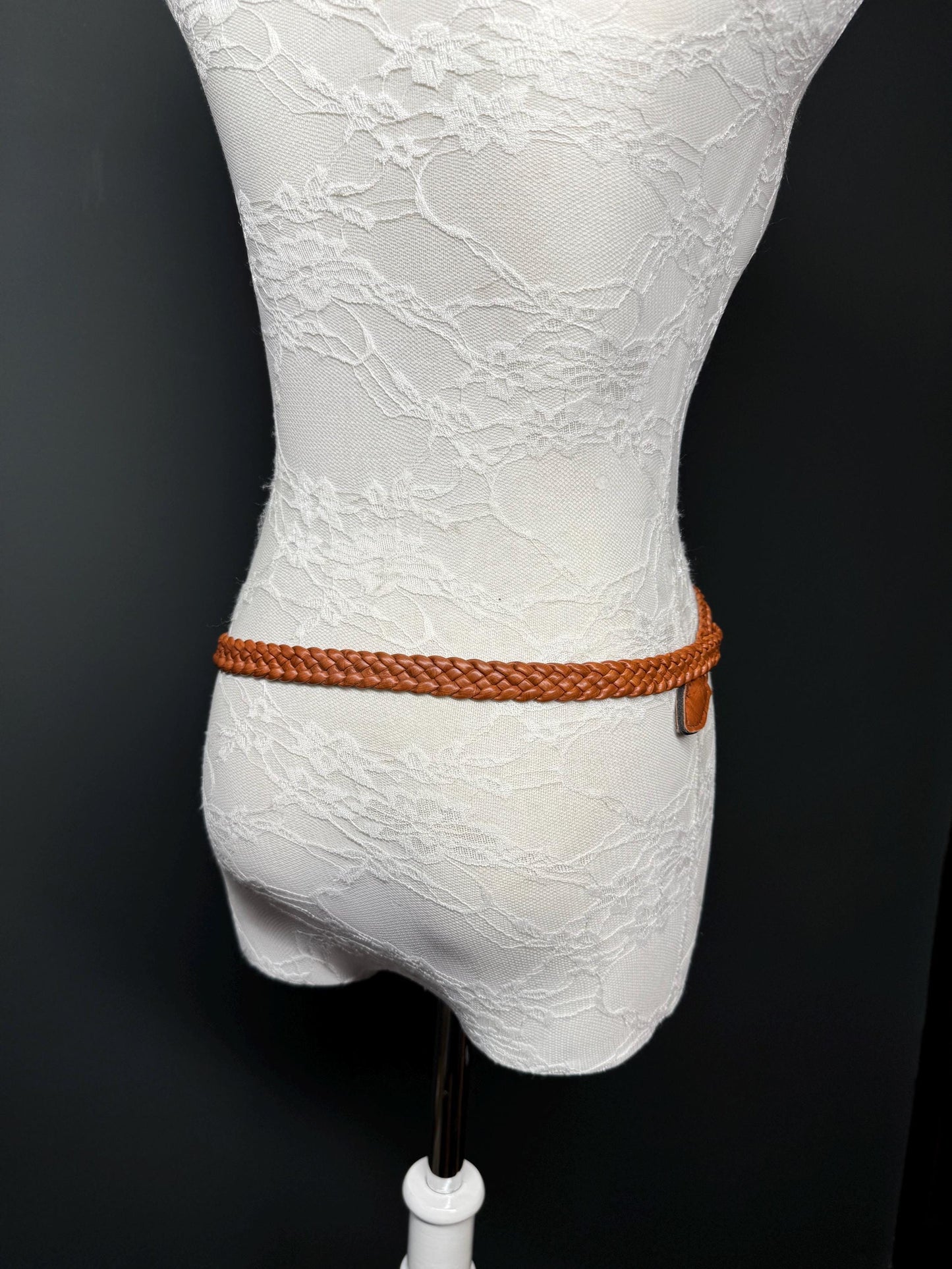 1” Wide Plaited Tan Brown Belt Accessory - Size 8-16. 25mm Width, Fashion Belt, Handmade Belt, High Quality, Warm Tan Colour. Vegan Belt