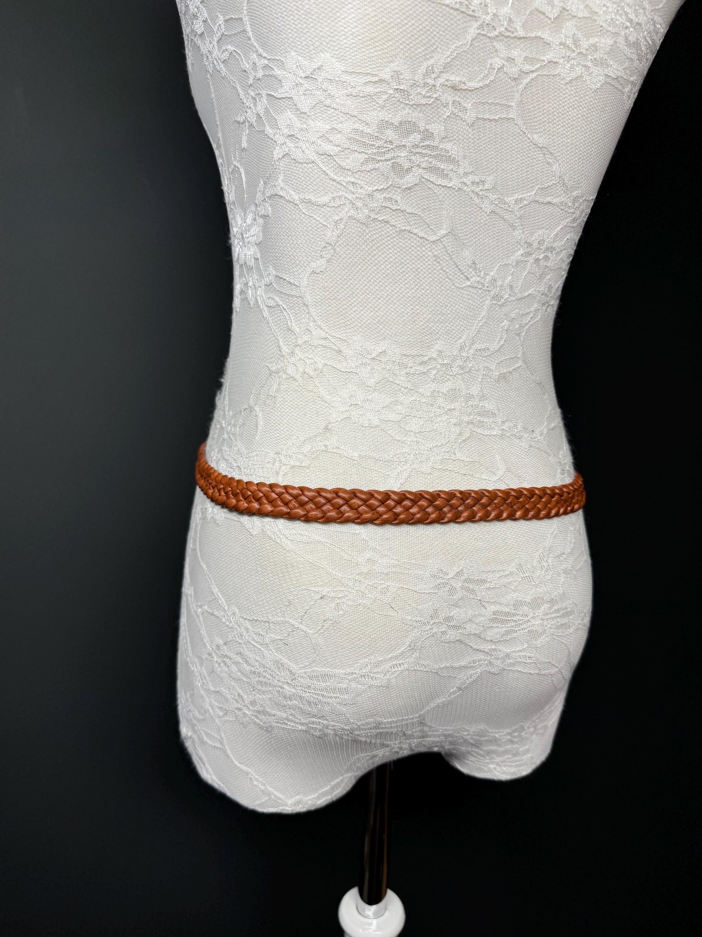 1” Wide Plaited Tan Brown Belt Accessory - Size 8-16. 25mm Width, Fashion Belt, Handmade Belt, High Quality, Warm Tan Colour. Vegan Belt