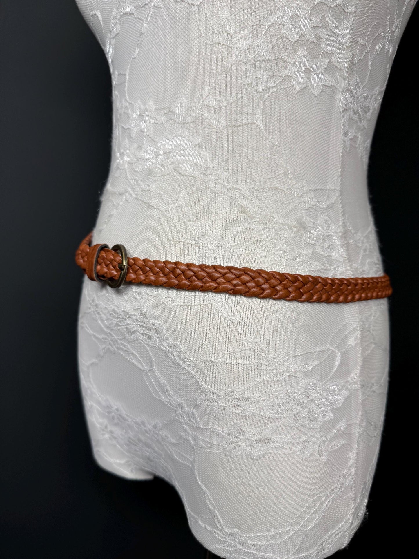 1” Wide Plaited Tan Brown Belt Accessory - Size 8-16. 25mm Width, Fashion Belt, Handmade Belt, High Quality, Warm Tan Colour. Vegan Belt