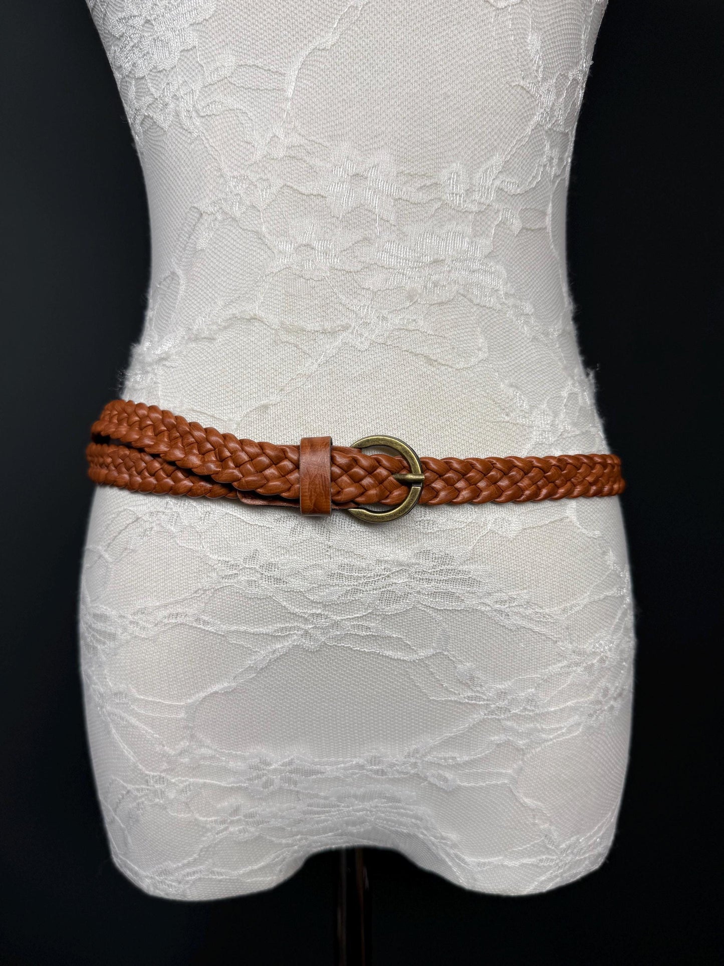 1” Wide Plaited Tan Brown Belt Accessory - Size 8-16. 25mm Width, Fashion Belt, Handmade Belt, High Quality, Warm Tan Colour. Vegan Belt