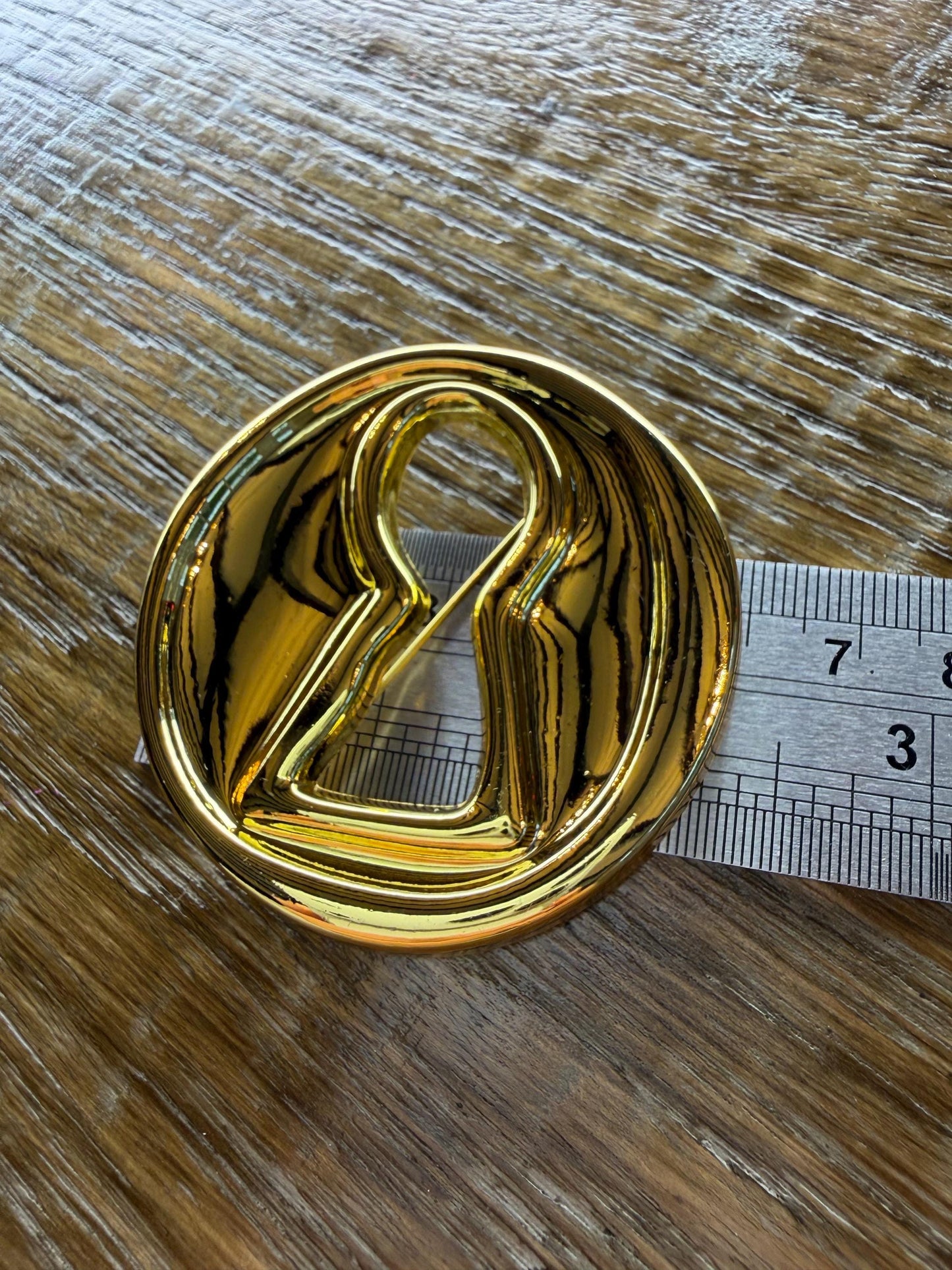Large Gold Keyhole Brooch, Statement Metal Pin (6cm)