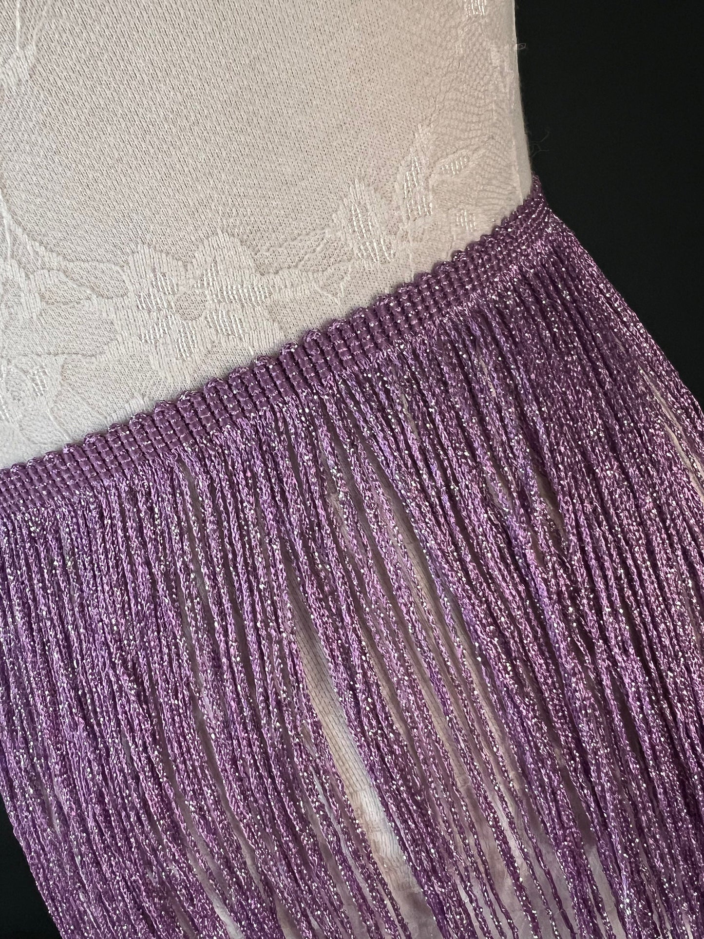 Lurex Fringe, 8” Wide, Fringe trimming, 20cm Wide Fringe, Purple, Pink, Black, Navy