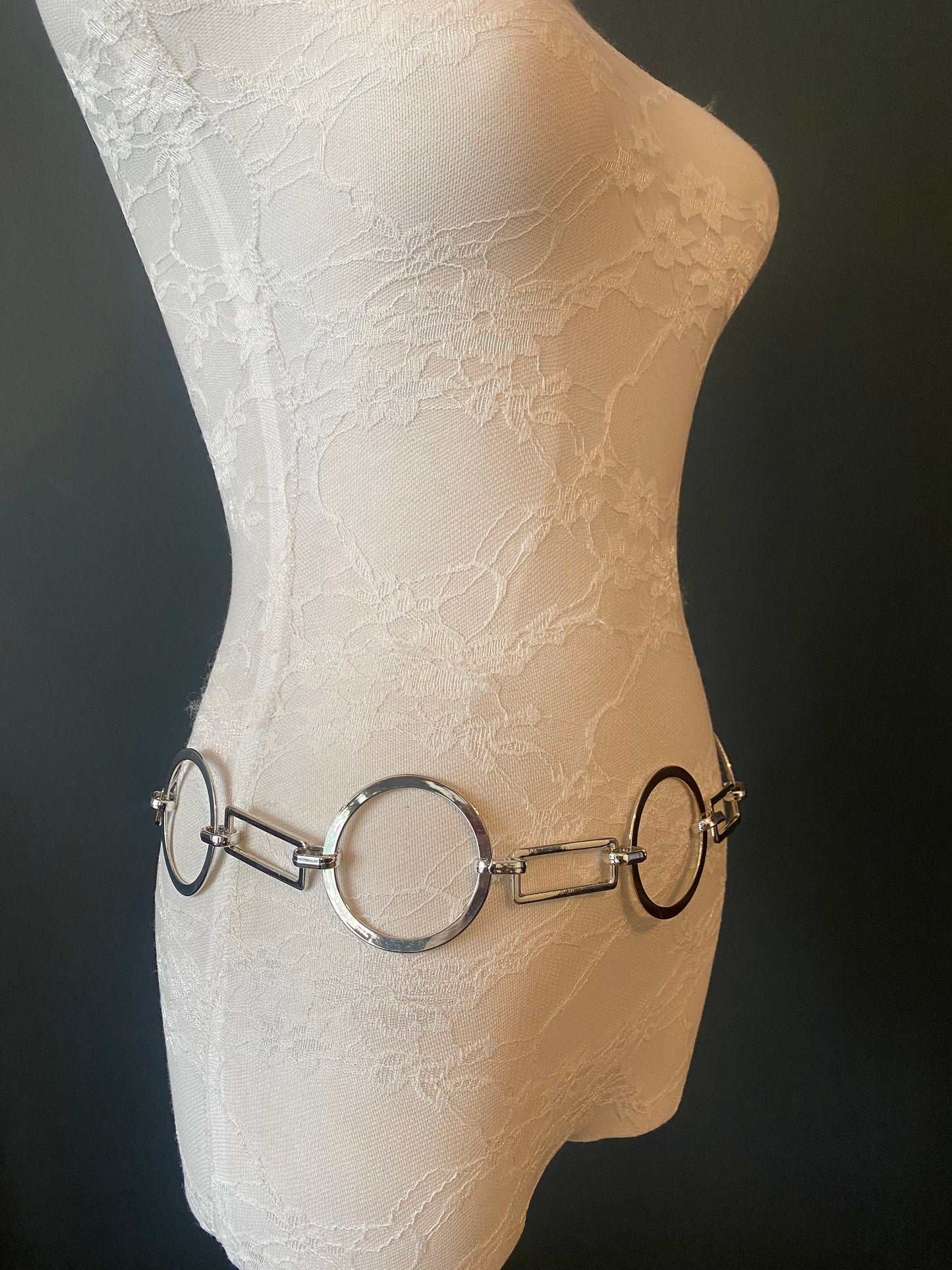 Silver Metal Ring Belt: Italian Fashion Chain Belt, Plus Sizes 18-60inch