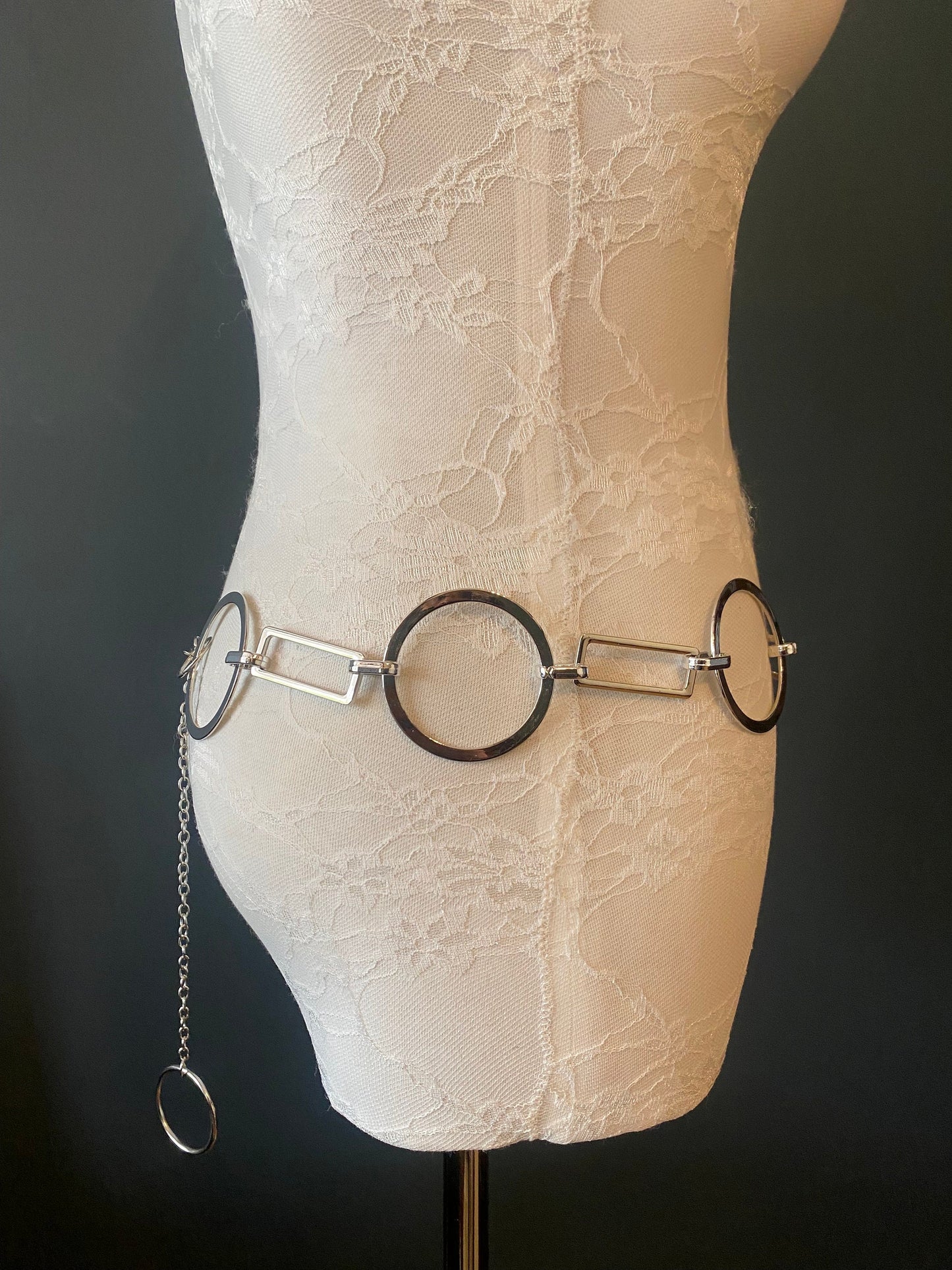 Silver Metal Ring Belt: Italian Fashion Chain Belt, Plus Sizes 18-60inch