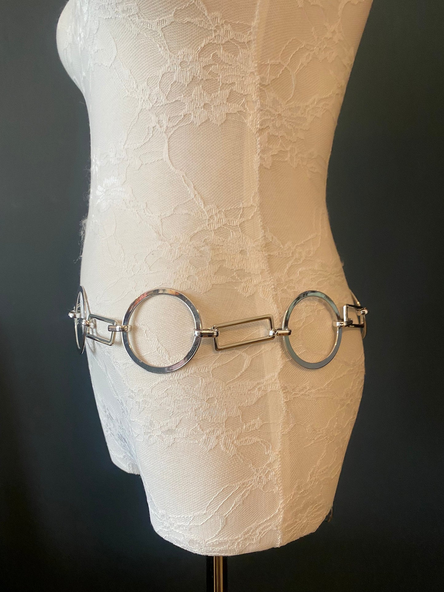 Silver Metal Ring Belt: Italian Fashion Chain Belt, Plus Sizes 18-60inch