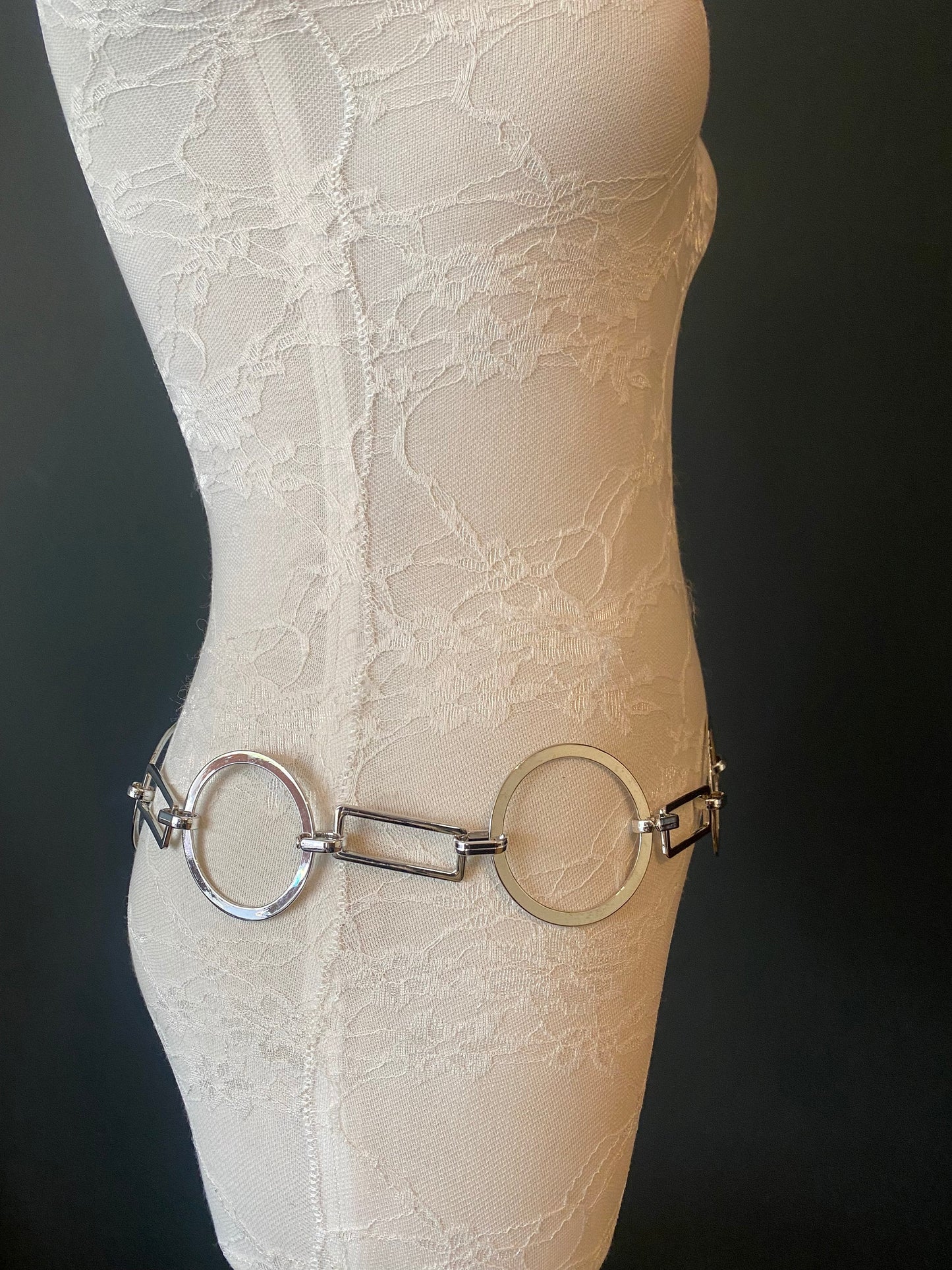 Silver Metal Ring Belt: Italian Fashion Chain Belt, Plus Sizes 18-60inch