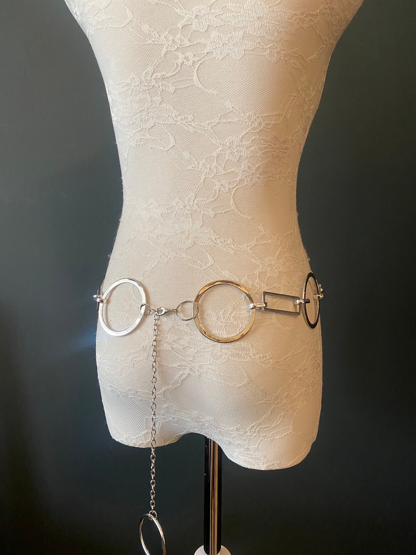 Silver Metal Ring Belt: Italian Fashion Chain Belt, Plus Sizes 18-60inch