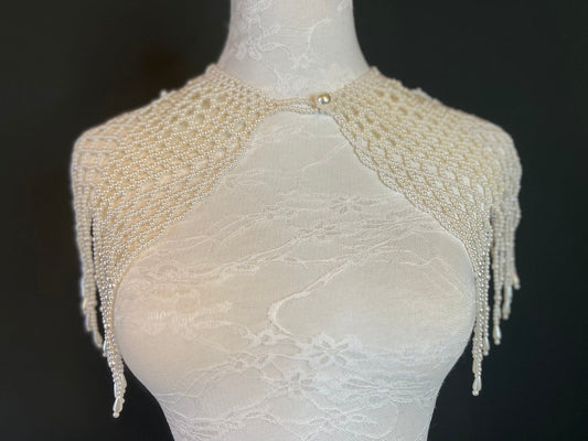 Pearl Shoulder Necklace, Pearl Fringe detail, Bridal Fashion, FAN Design