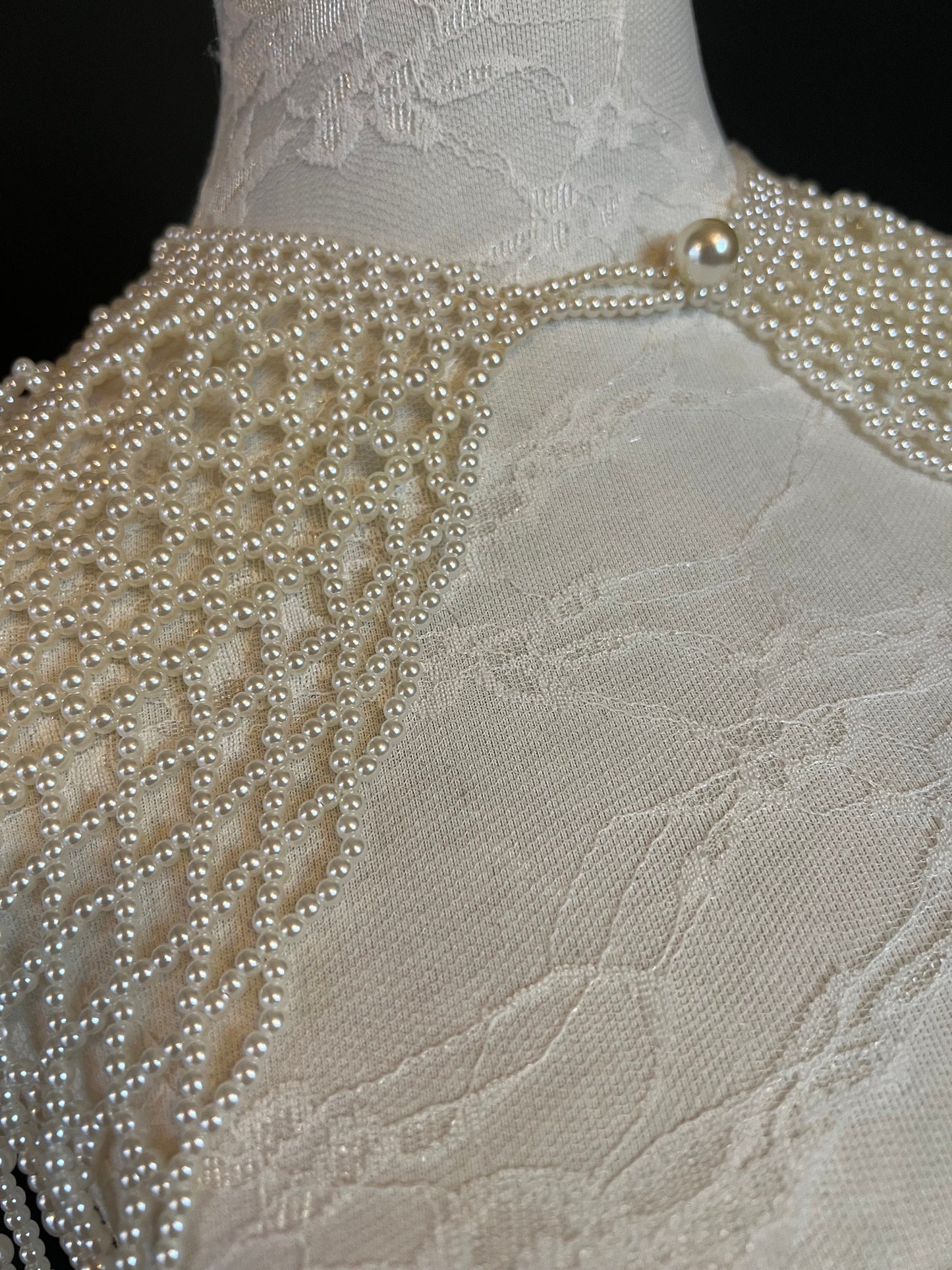 Pearl Shoulder Necklace, Pearl Fringe detail, Bridal Fashion, FAN Design