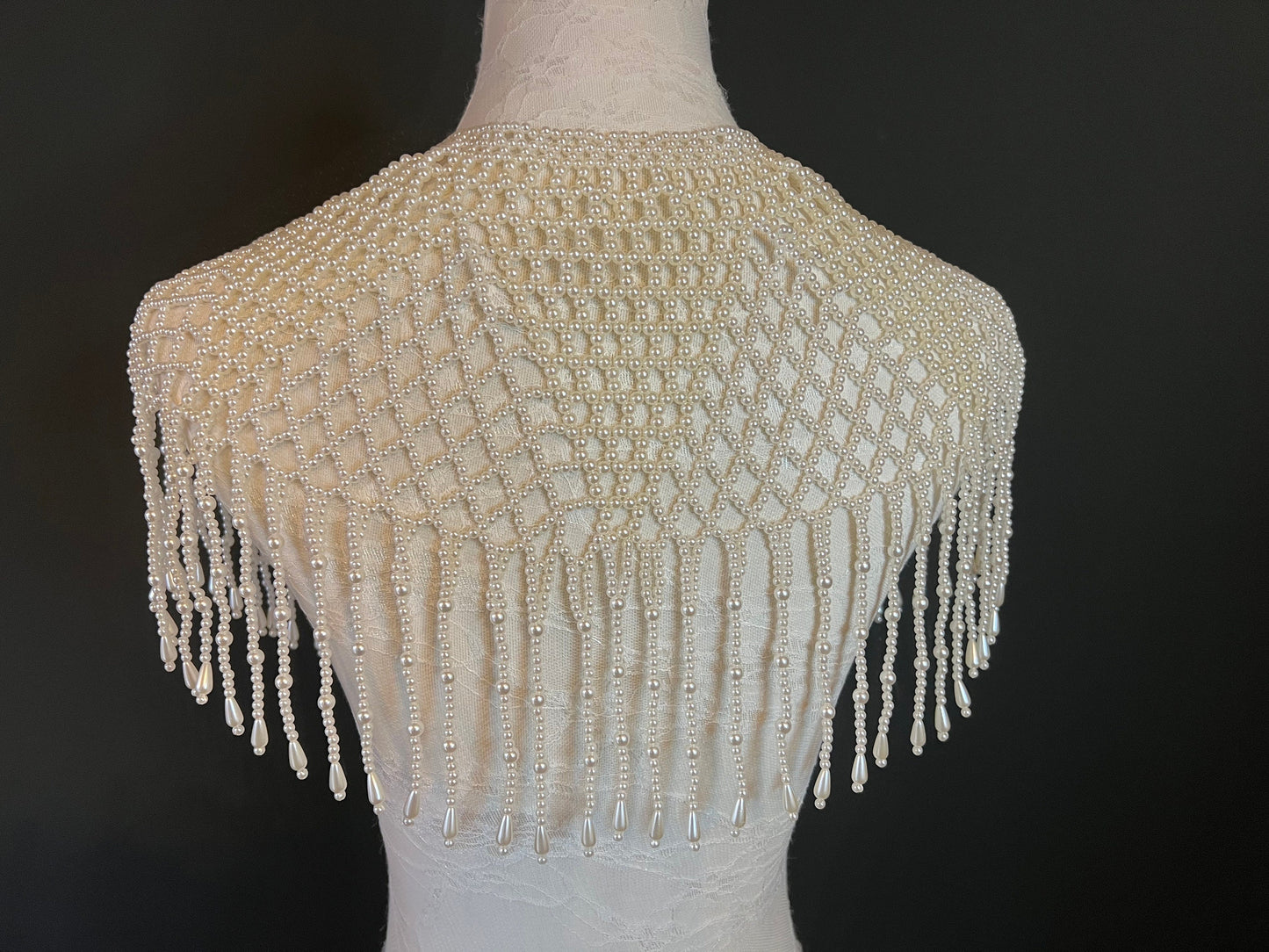 Pearl Shoulder Necklace, Pearl Fringe detail, Bridal Fashion, FAN Design