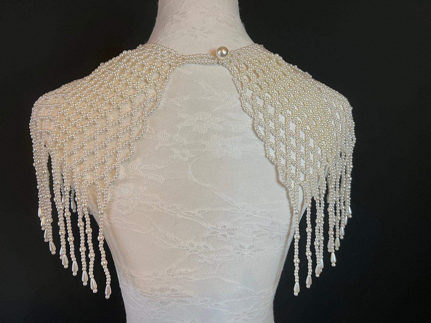Pearl Shoulder Necklace, Pearl Fringe detail, Bridal Fashion, FAN Design
