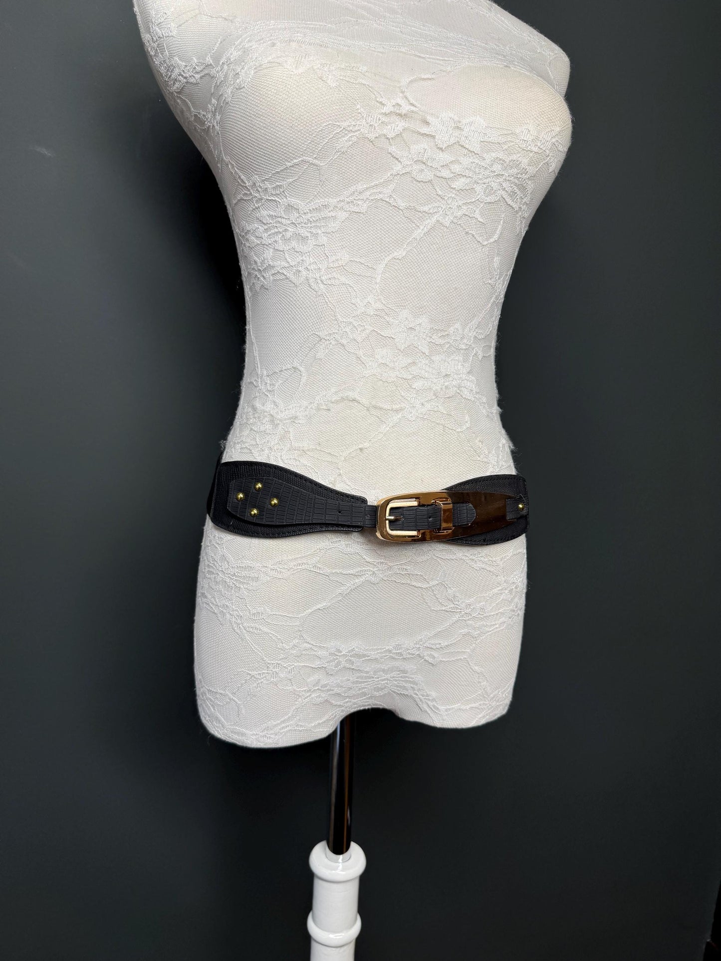 Black Woven Elastic Buckle Belt, Hand-made, Stretch Belt, Quality, 1.5”, Unique Belt, Fastening Belt, Festival, Dress, Tops, Resort, Beach