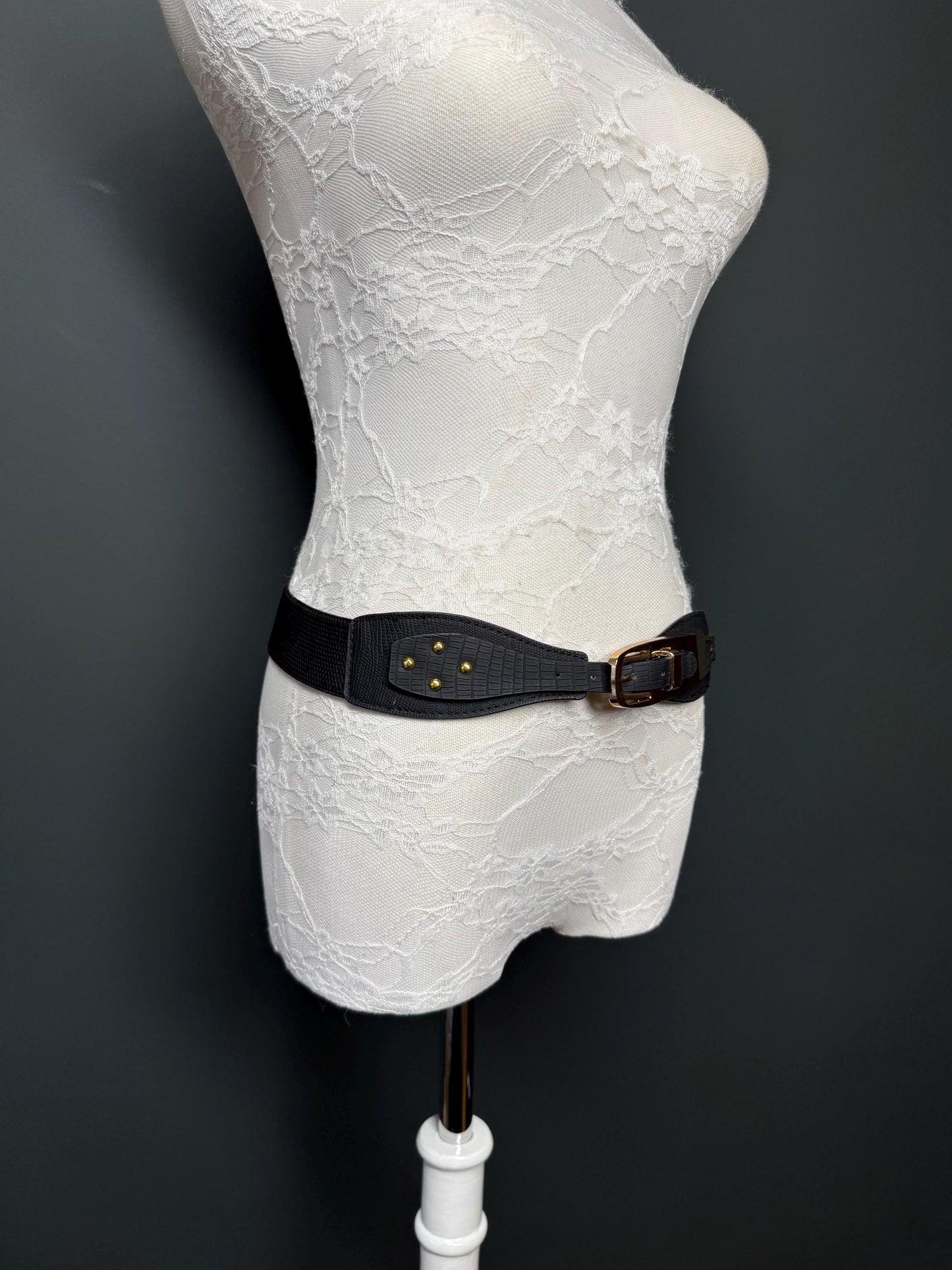 Black Woven Elastic Buckle Belt, Hand-made, Stretch Belt, Quality, 1.5”, Unique Belt, Fastening Belt, Festival, Dress, Tops, Resort, Beach