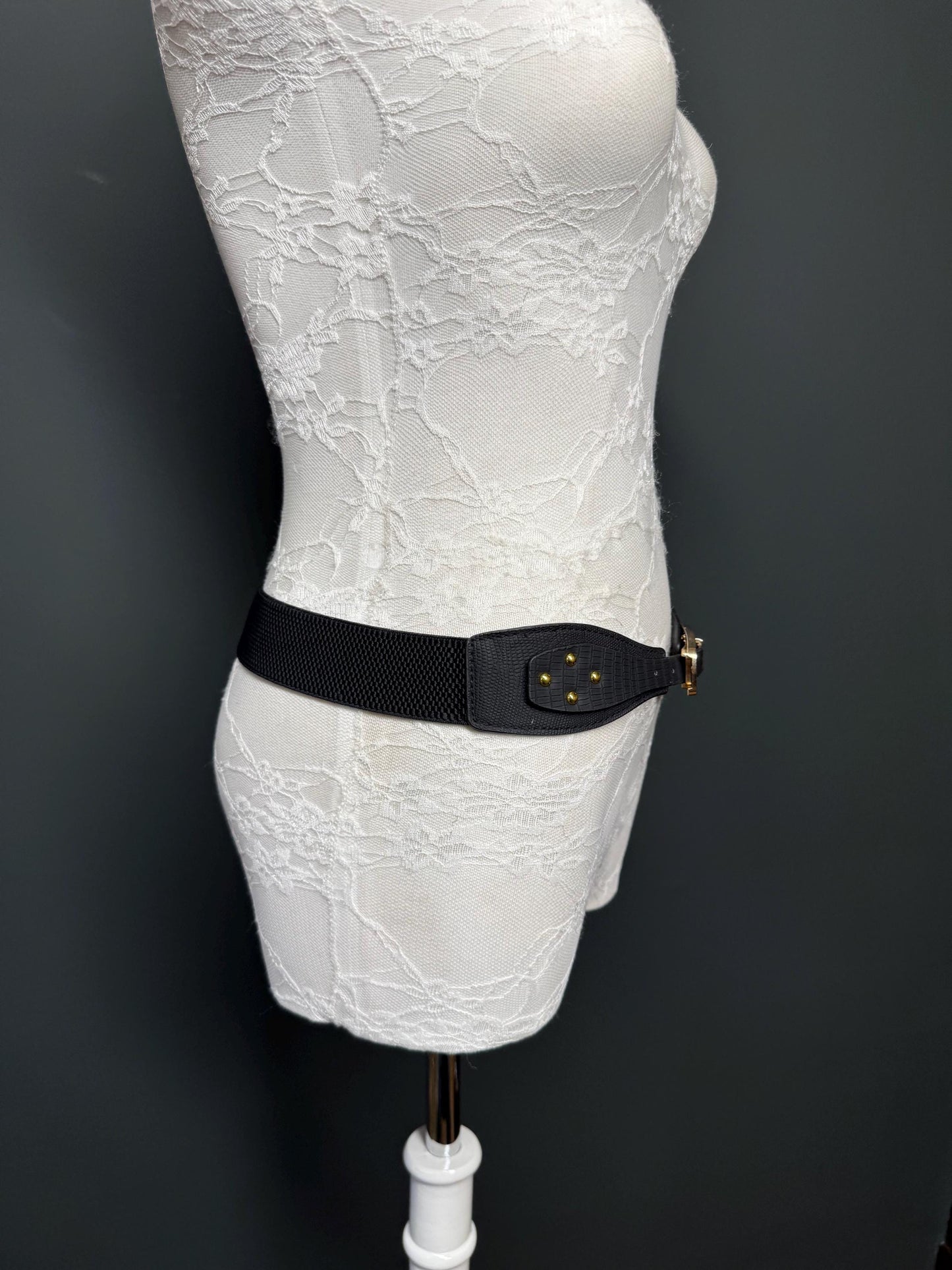 Black Woven Elastic Buckle Belt, Hand-made, Stretch Belt, Quality, 1.5”, Unique Belt, Fastening Belt, Festival, Dress, Tops, Resort, Beach