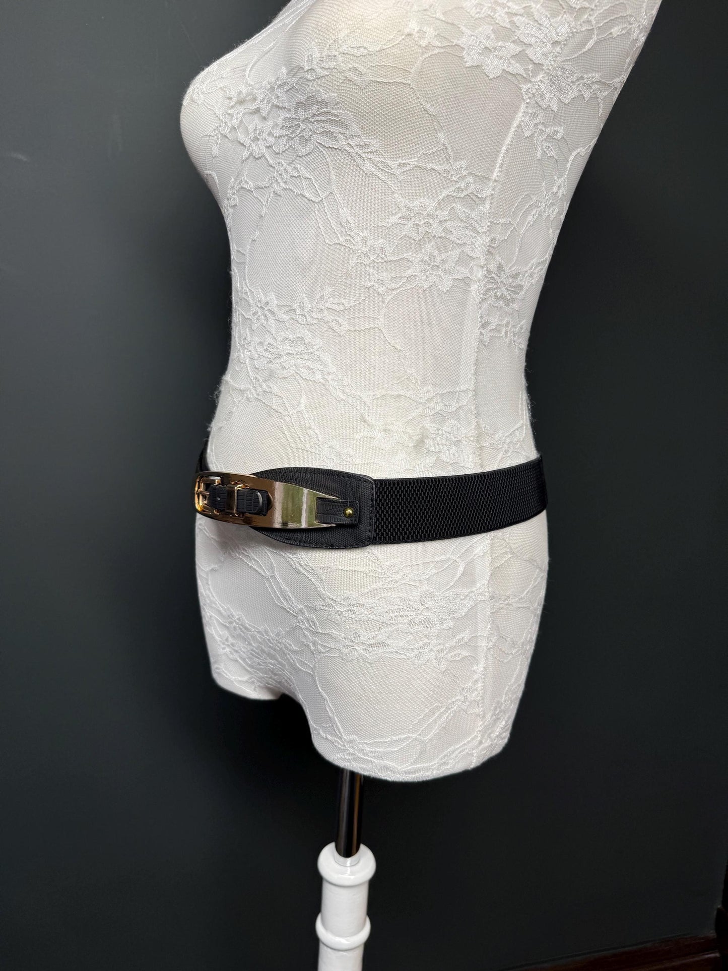 Black Woven Elastic Buckle Belt, Hand-made, Stretch Belt, Quality, 1.5”, Unique Belt, Fastening Belt, Festival, Dress, Tops, Resort, Beach