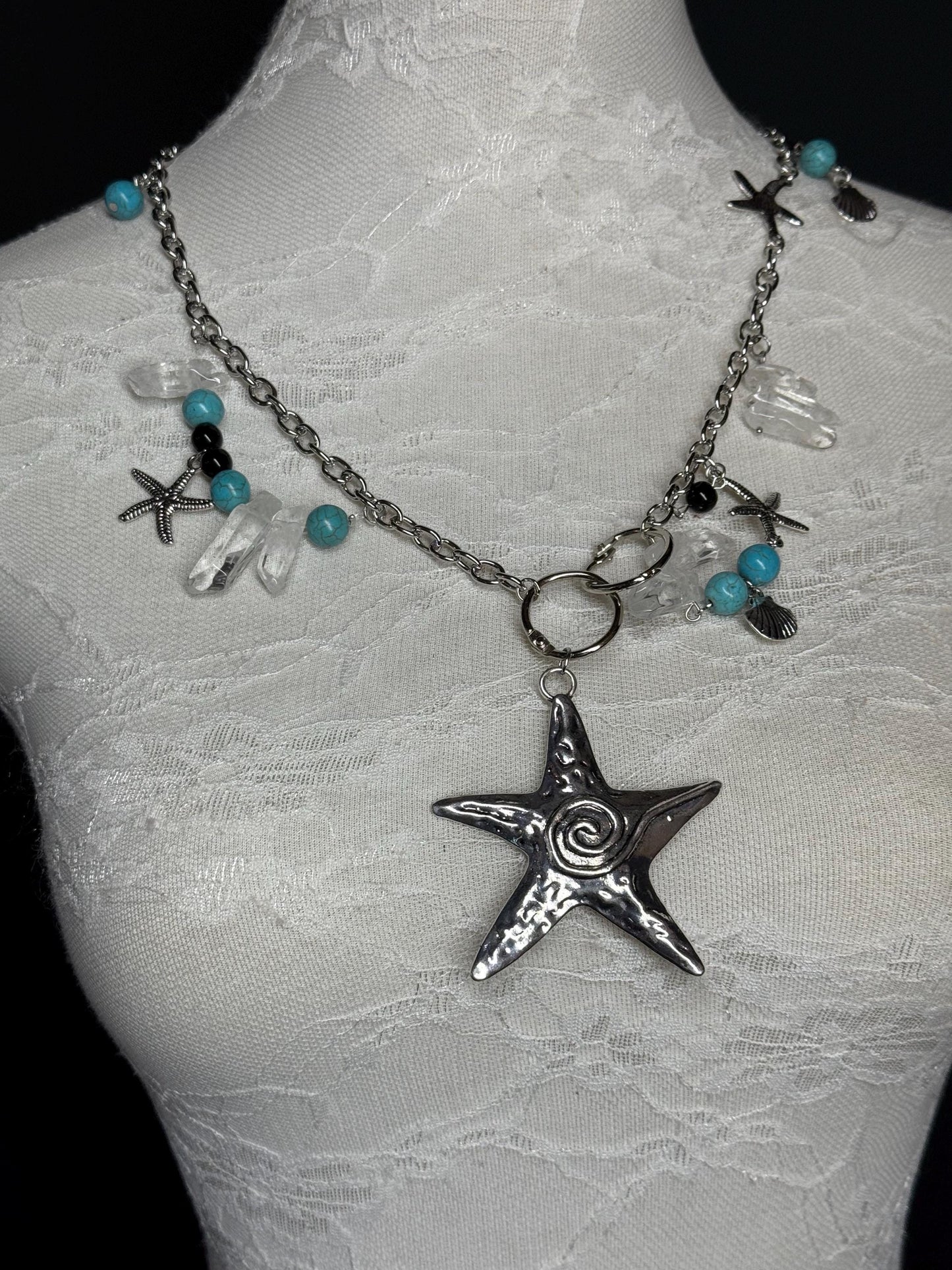 Starfish, Beaded Necklace, Beads, High Quality, Chain Necklace, Shells, Fashion, FAN Design, Gift, Beach, Resort, Gift, Festival