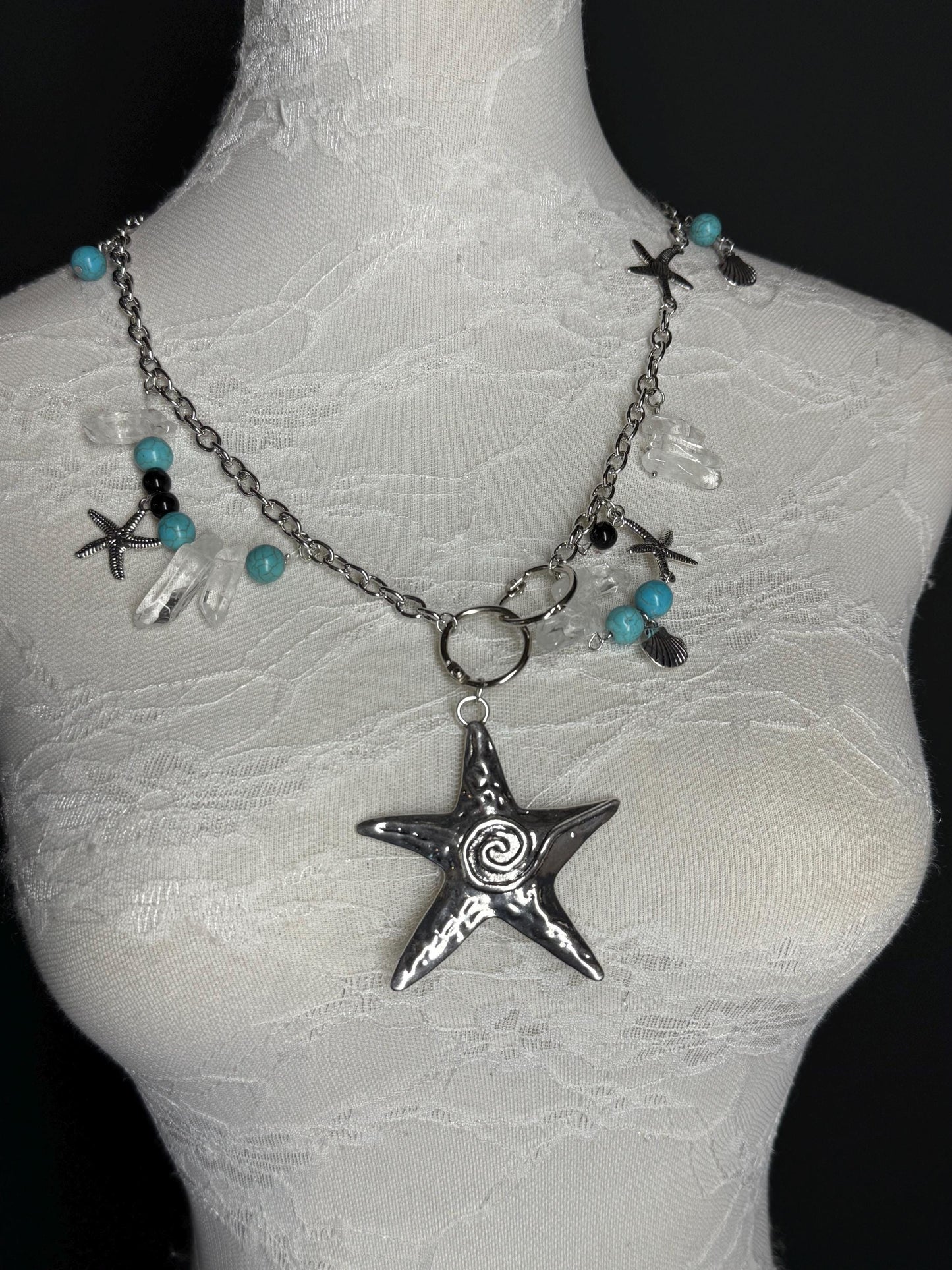 Starfish, Beaded Necklace, Beads, High Quality, Chain Necklace, Shells, Fashion, FAN Design, Gift, Beach, Resort, Gift, Festival