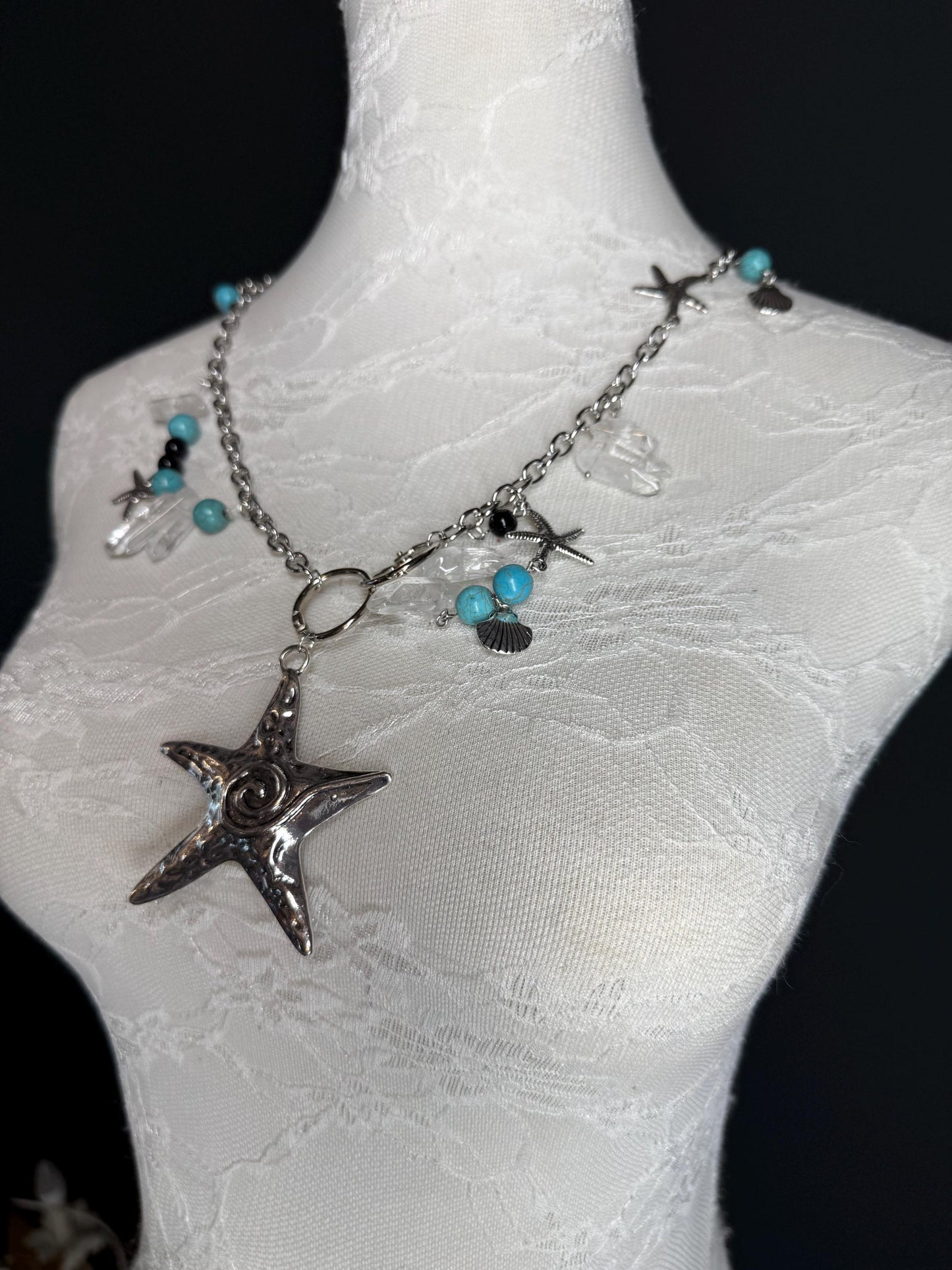 Starfish, Beaded Necklace, Beads, High Quality, Chain Necklace, Shells, Fashion, FAN Design, Gift, Beach, Resort, Gift, Festival