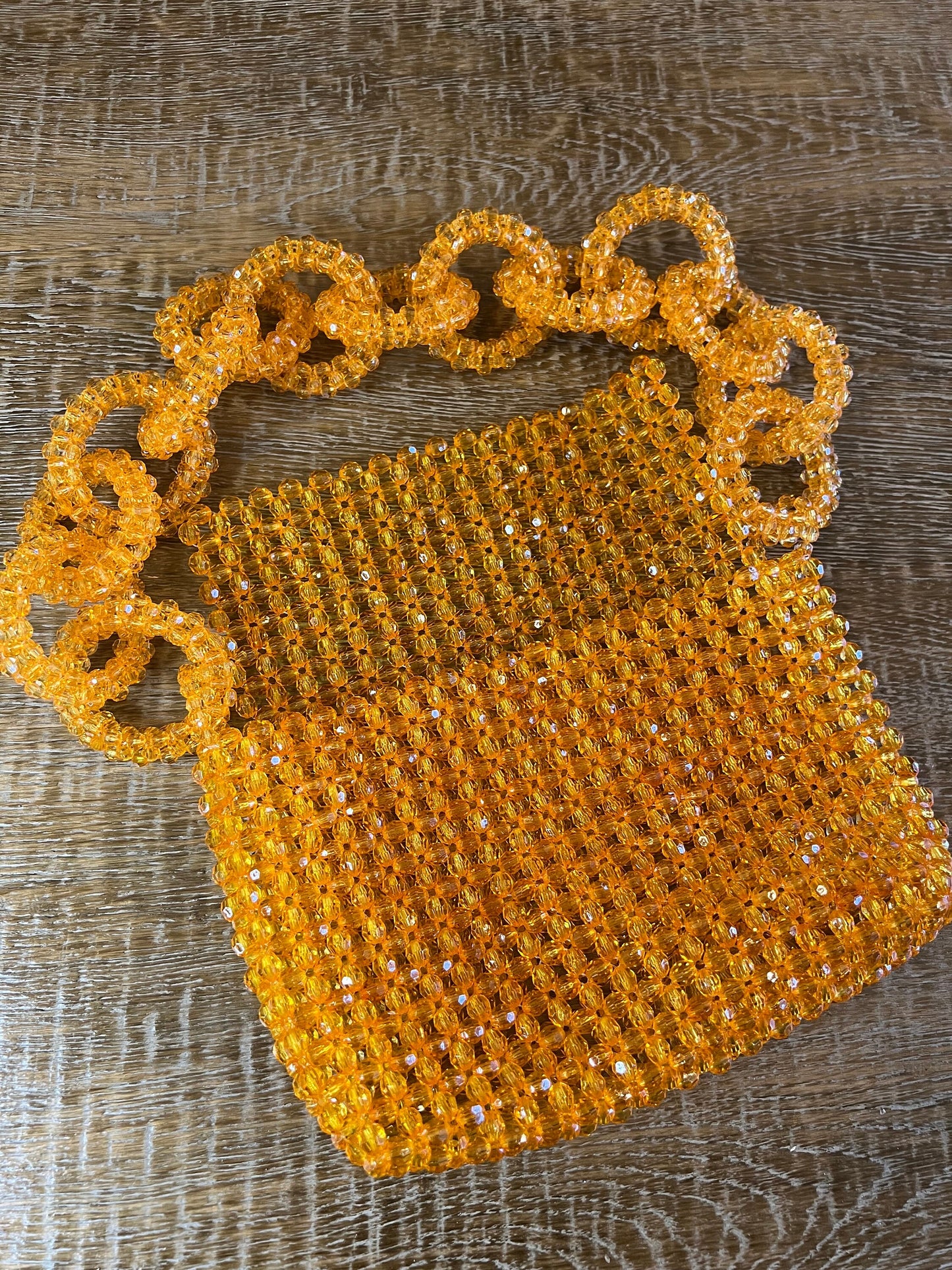 Crystal Bead Handbag, Orange Beads, Handmade, Handbag, Fan Accessory Collection