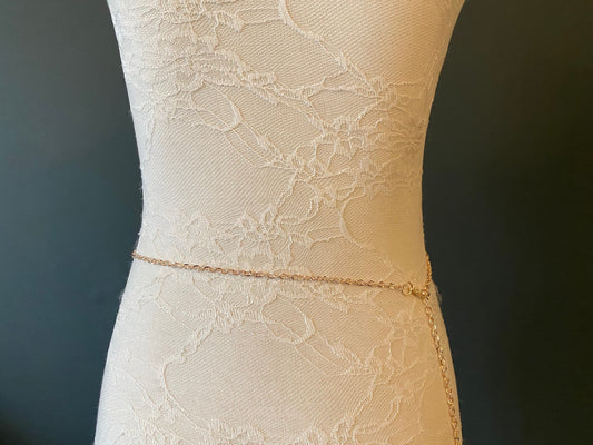 X-long Rose Gold Chain Belt, Quality Chain Belt, Rose Gold Finish, Teen Size, 18”-60”, Swimwear, Thin Chain Belt