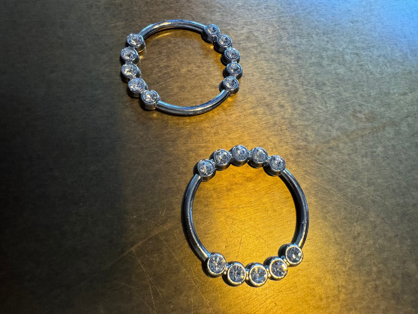 Rhinestone Ring Buckle, Silver Diamanté Ring (3.5cm)