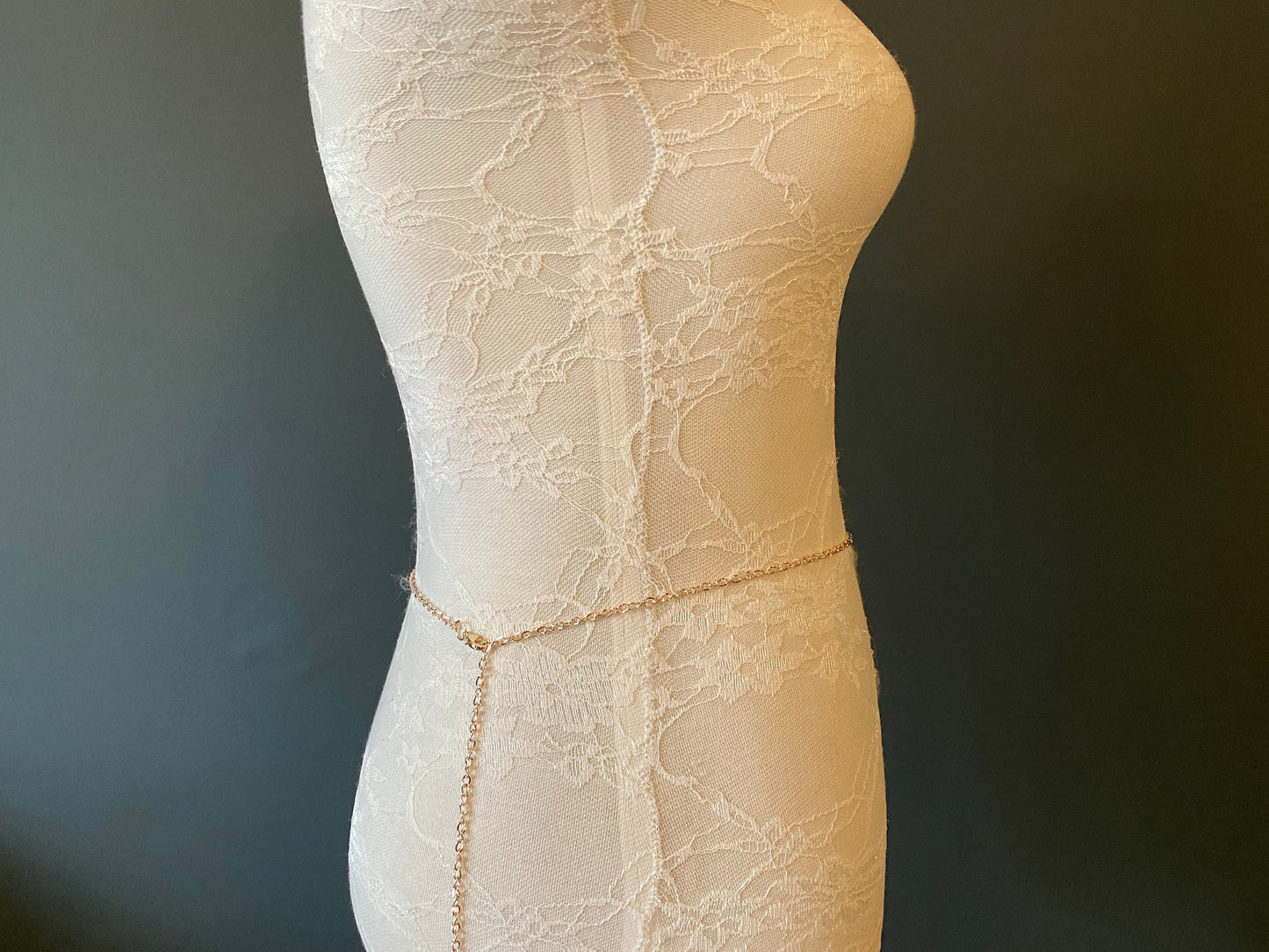 X-long Rose Gold Chain Belt, Quality Chain Belt, Rose Gold Finish, Teen Size, 18”-60”, Swimwear, Thin Chain Belt