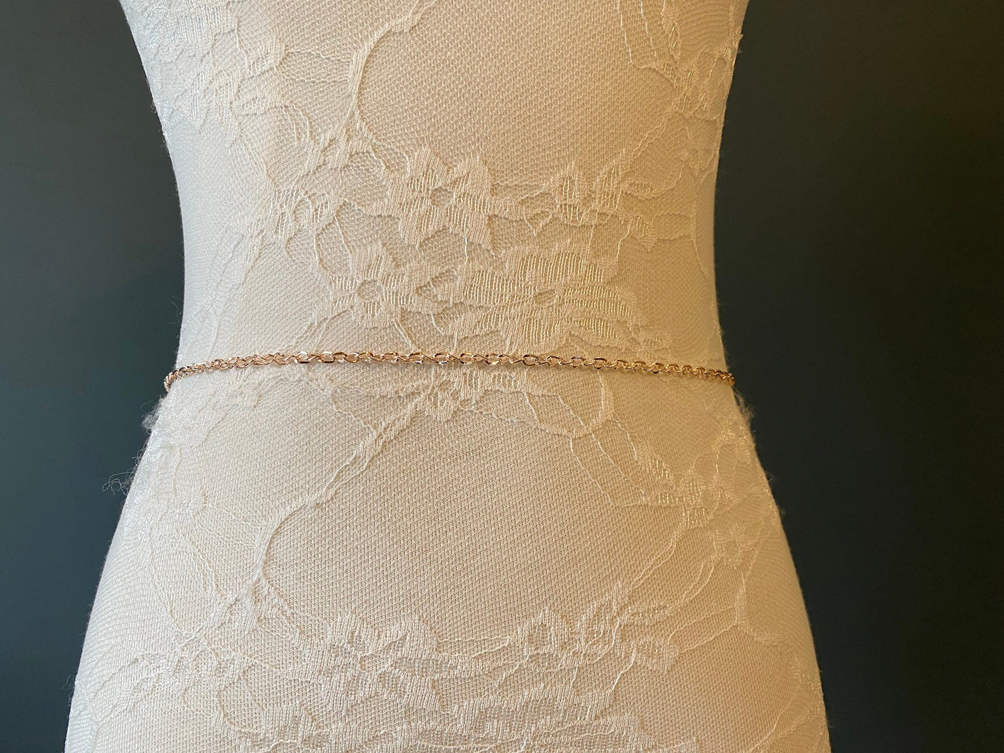 X-long Rose Gold Chain Belt, Quality Chain Belt, Rose Gold Finish, Teen Size, 18”-60”, Swimwear, Thin Chain Belt