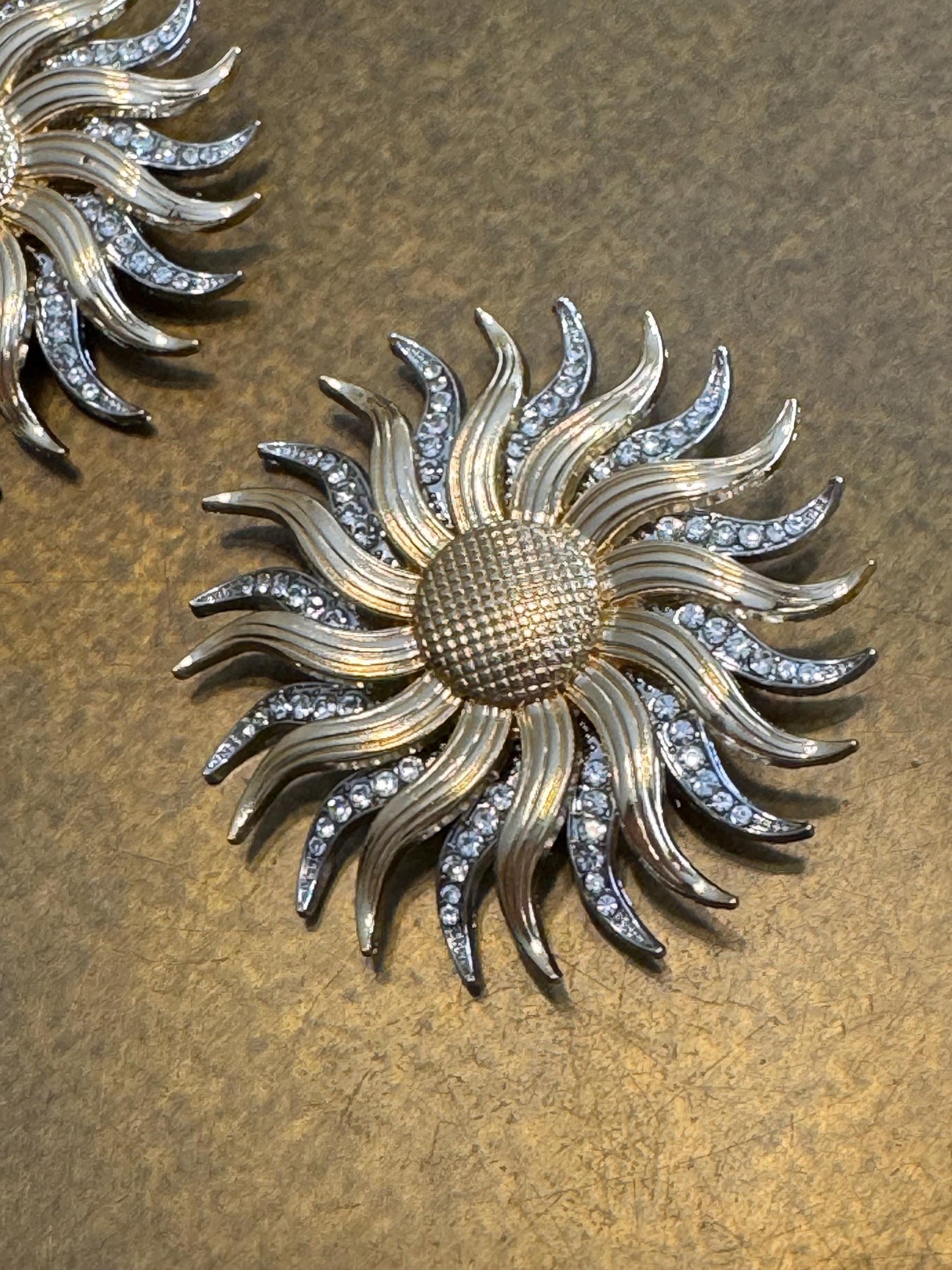 Rhinestone Brooch, Sun, Diamanté Brooch, Pin on, Jewel, Accessory, 2 1/4” Wide, Holiday, Beach, Gift, FAN Design, Brooches, Festival