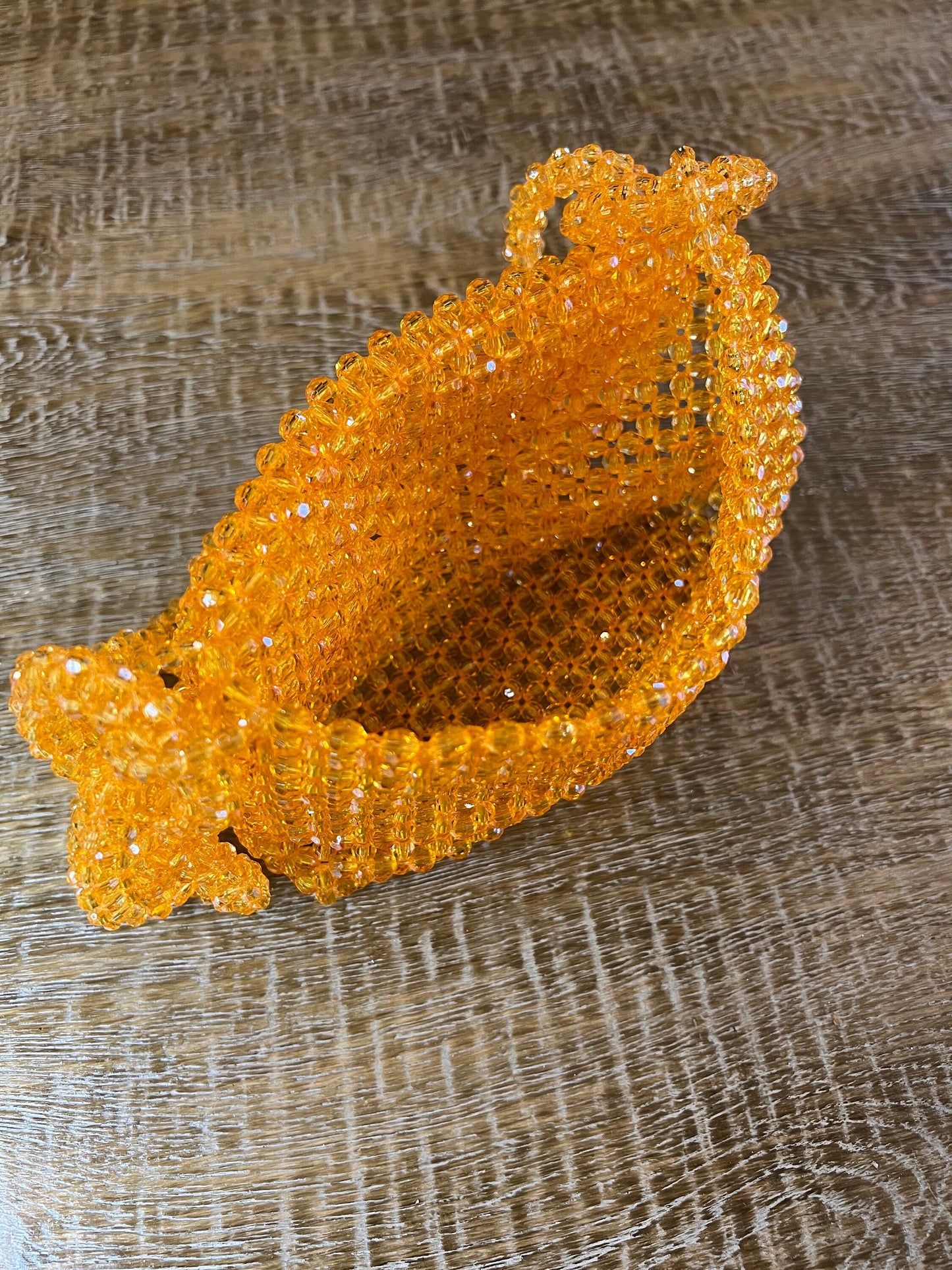 Crystal Bead Handbag, Orange Beads, Handmade, Handbag, Fan Accessory Collection
