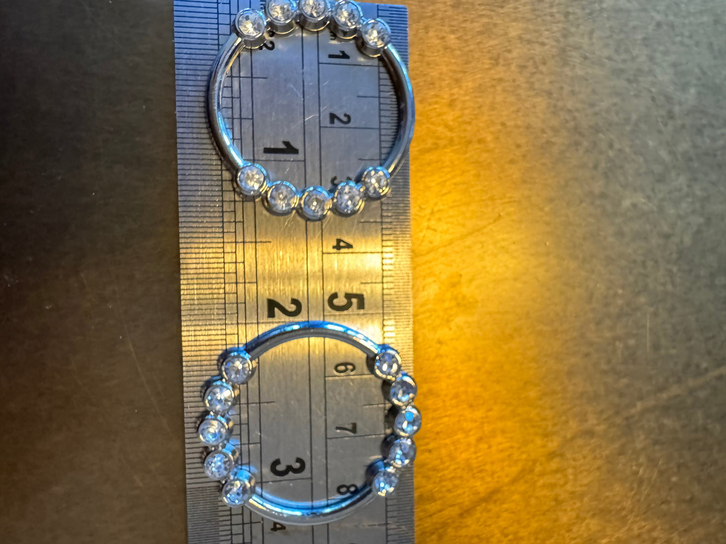 Rhinestone Ring Buckle, Silver Diamanté Ring (3.5cm)