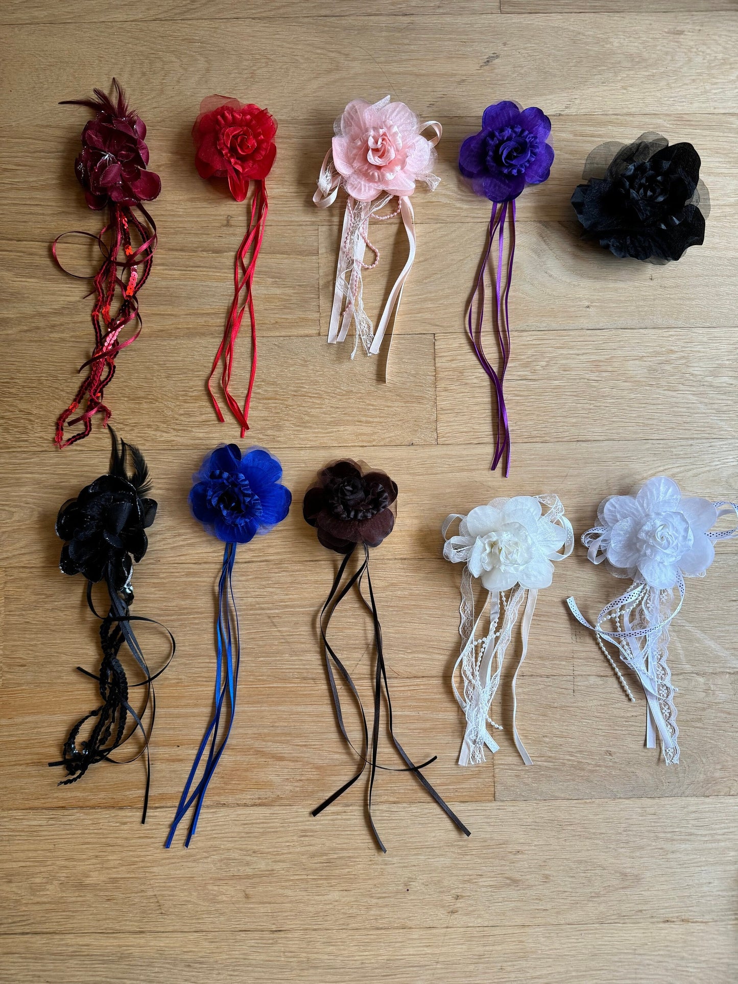 Pin-On Corsage Flower, Dress and Hat Embellishment, 10 Colours