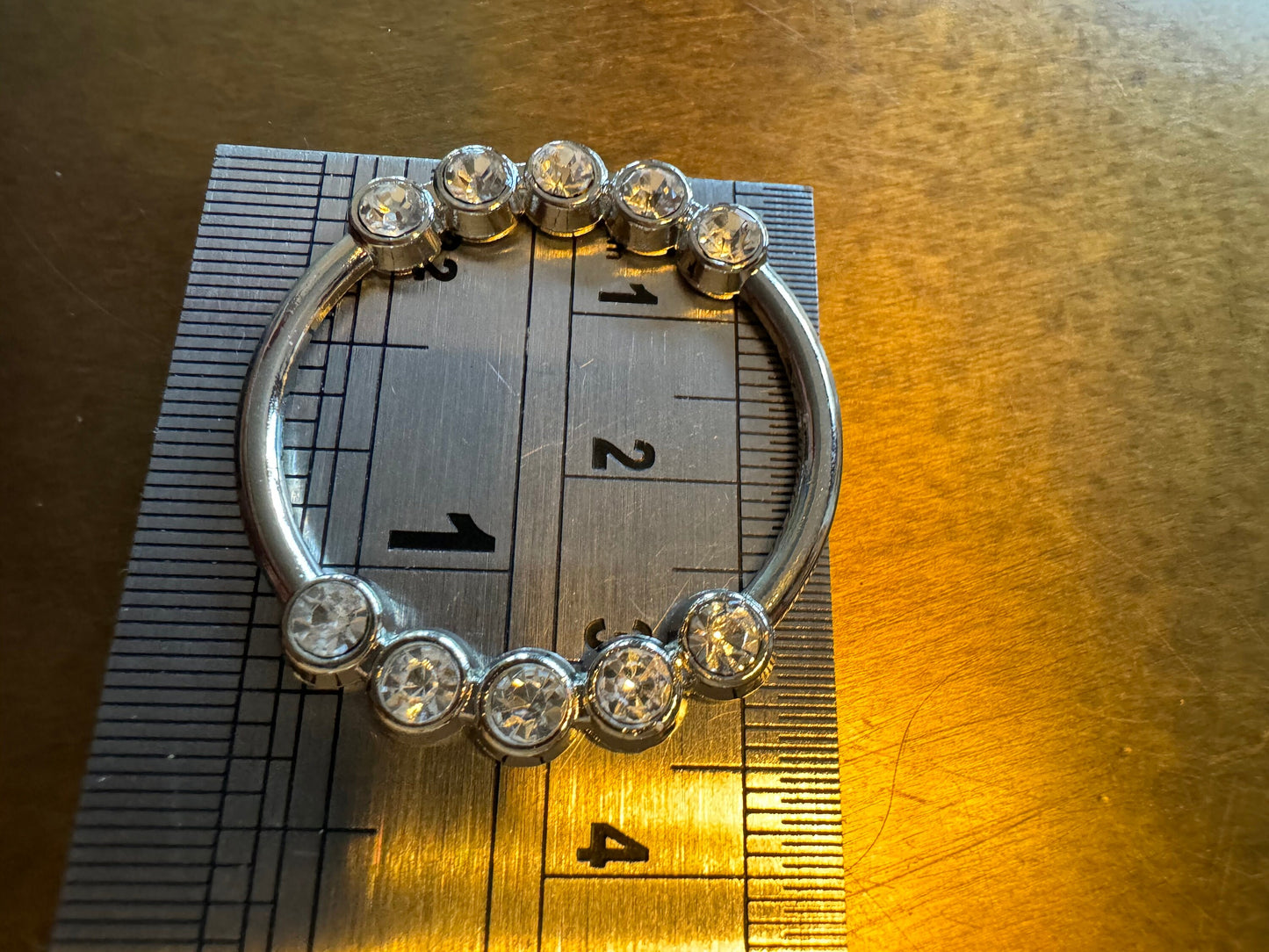 Rhinestone Ring Buckle, Silver Diamanté Ring (3.5cm)