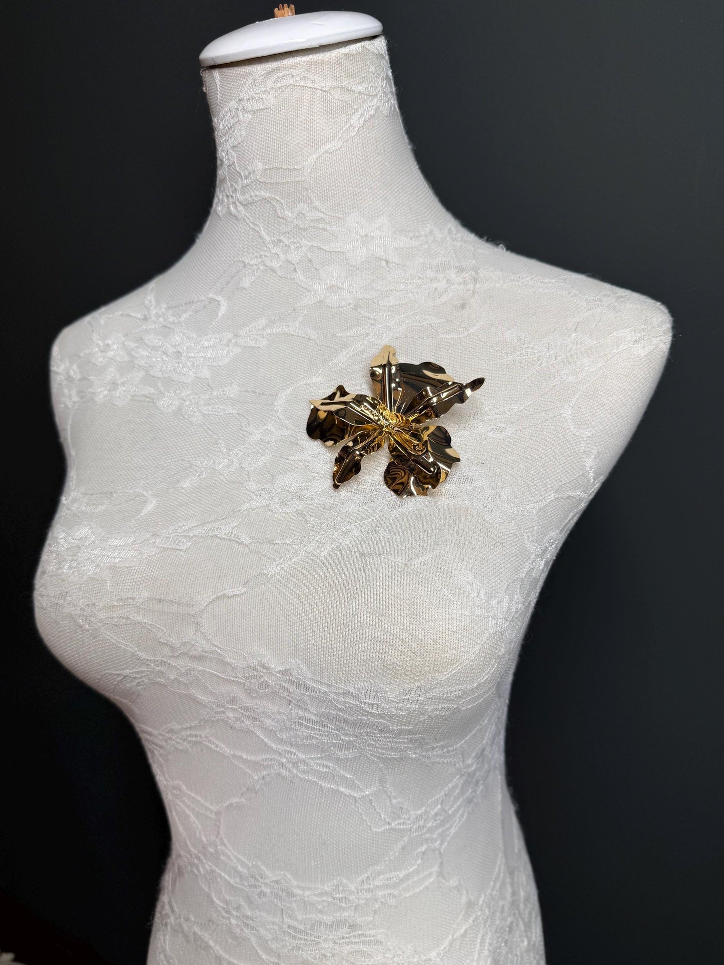 Flower Metal 3D Brooch, Gold Brooch, Metal Pin on Brooch, Accessory, 3” Wide, Unusual, Gift, FAN Design, Brooches, Festival, High Quality
