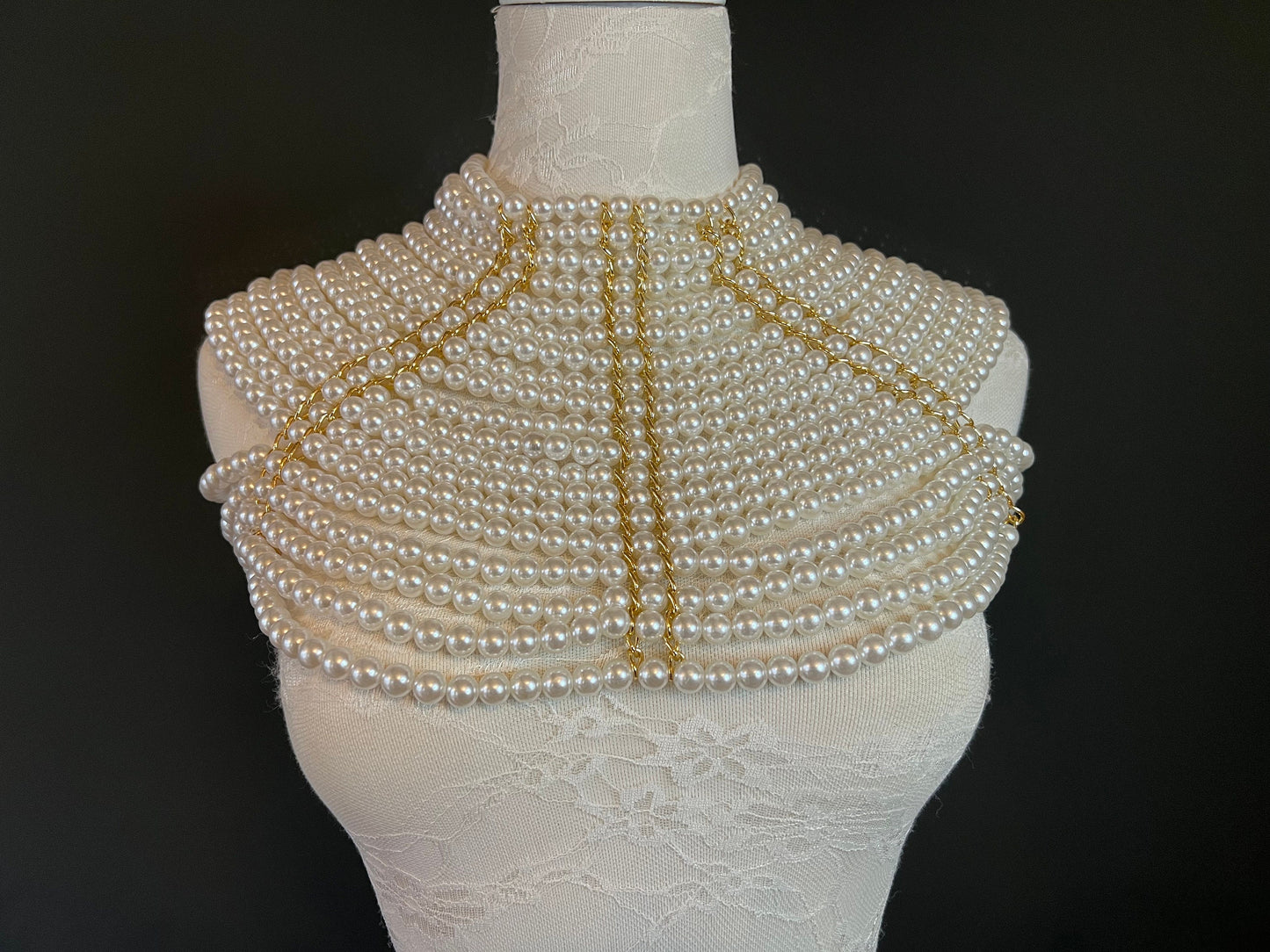 Pearl Shoulder Chain, Bridal Body Jewelry, FAN Design