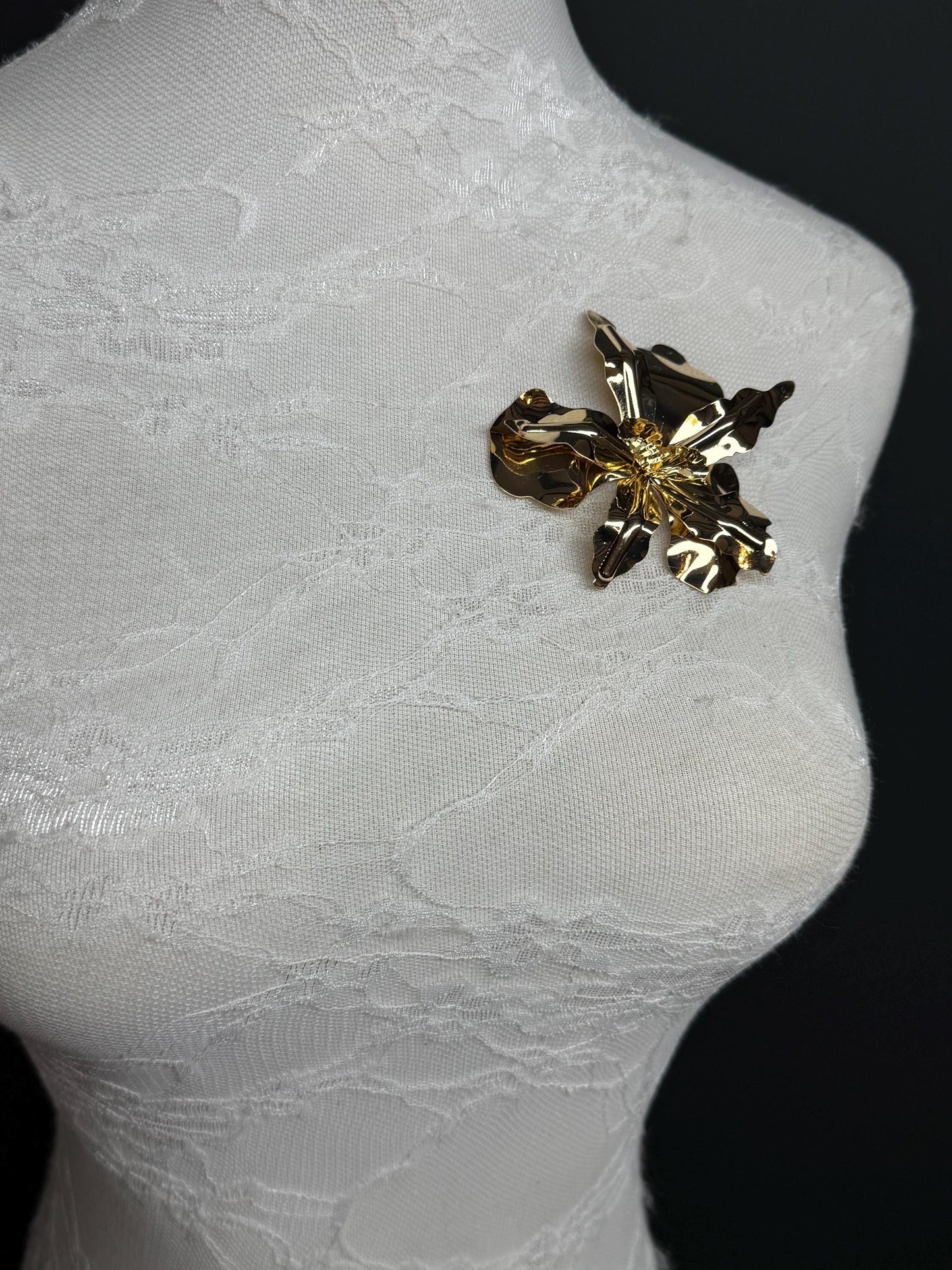 Flower Metal 3D Brooch, Gold Brooch, Metal Pin on Brooch, Accessory, 3” Wide, Unusual, Gift, FAN Design, Brooches, Festival, High Quality