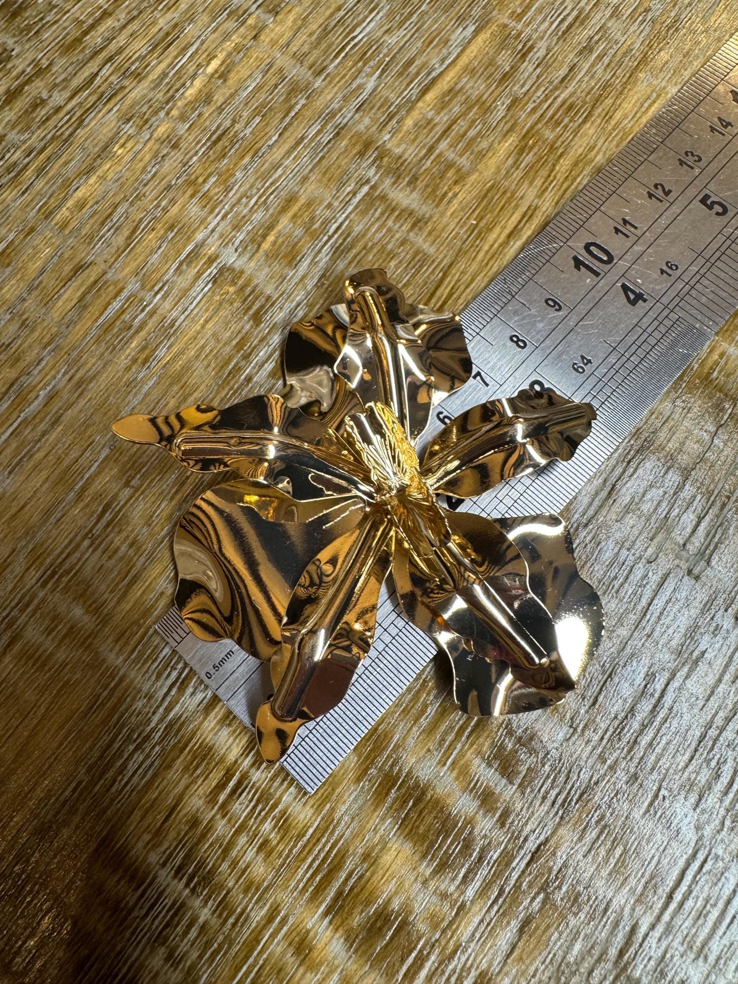 Flower Metal 3D Brooch, Gold Brooch, Metal Pin on Brooch, Accessory, 3” Wide, Unusual, Gift, FAN Design, Brooches, Festival, High Quality