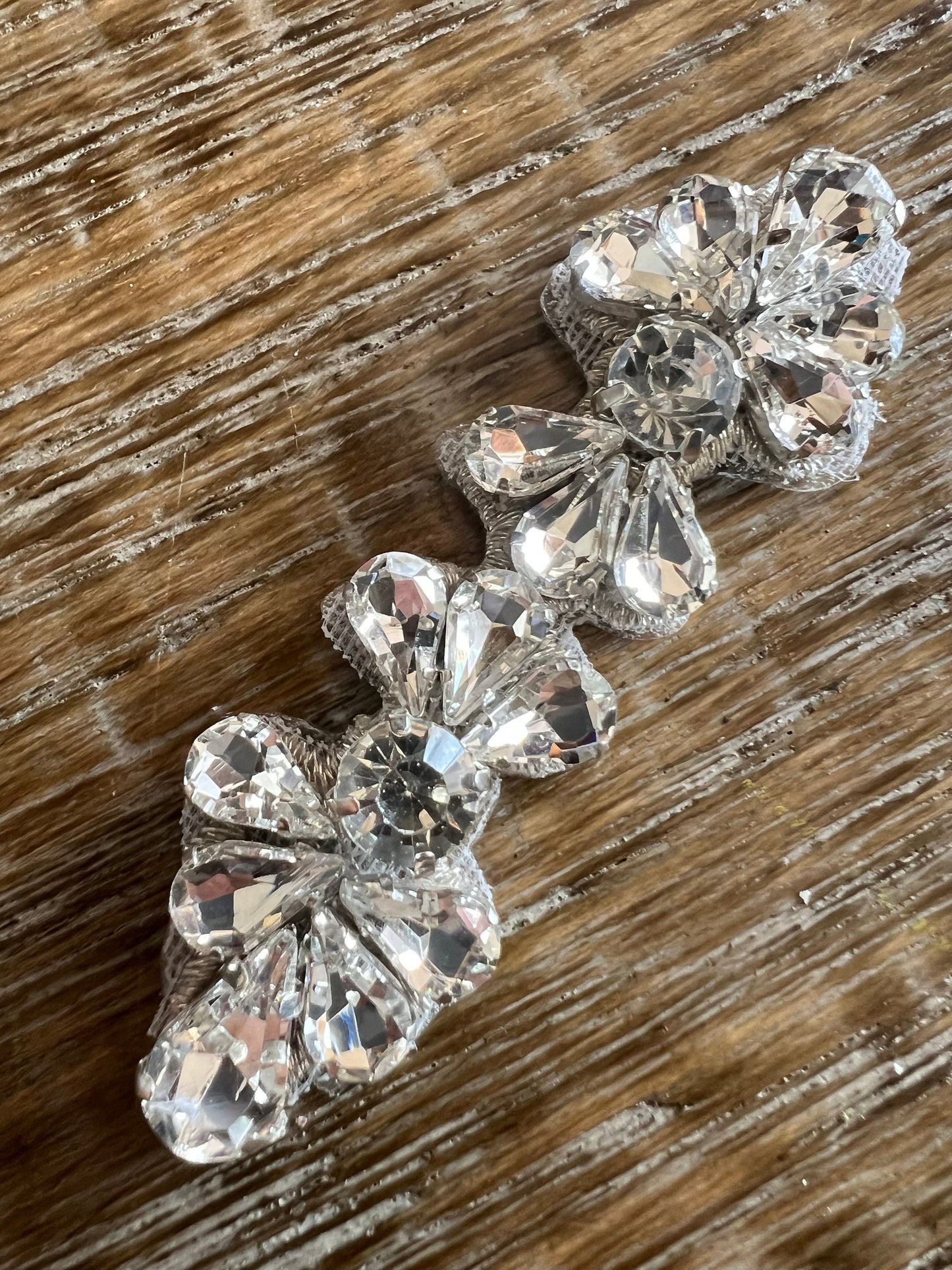 Beaded Butterfly Rhinestone Applique, Bridal Headband or Belt