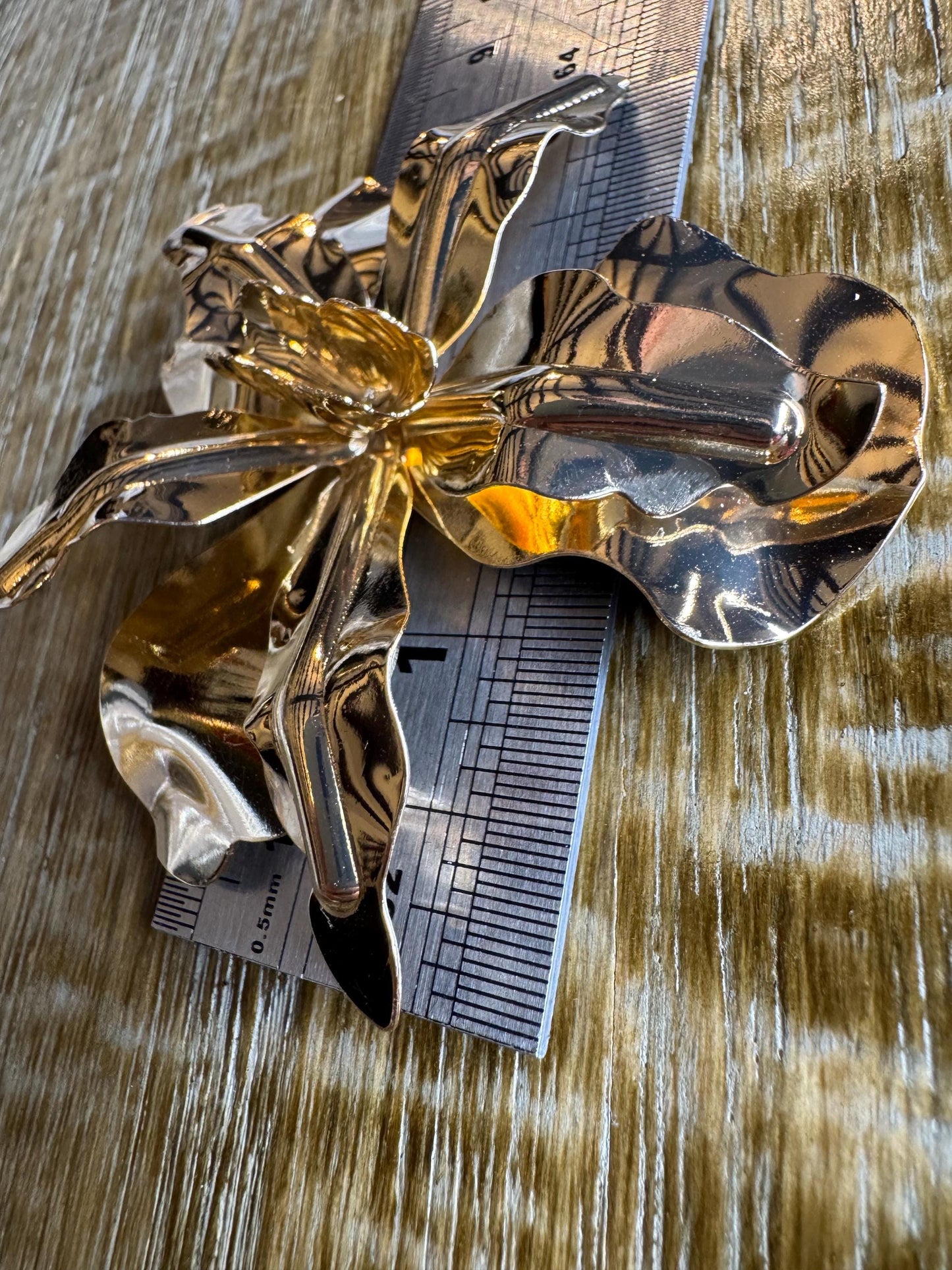 Flower Metal 3D Brooch, Gold Brooch, Metal Pin on Brooch, Accessory, 3” Wide, Unusual, Gift, FAN Design, Brooches, Festival, High Quality