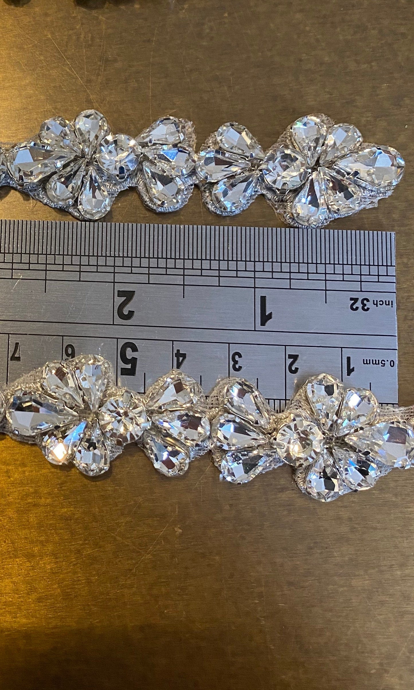 Beaded Butterfly Rhinestone Applique, Bridal Headband or Belt