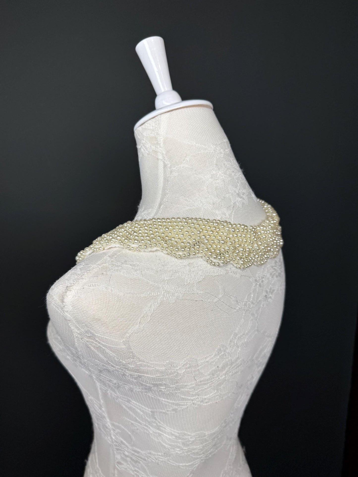 Bridal Pearl Shoulder Necklace, Vintage Wedding Shoulder Jewellery, Pearl Body Jewellery, Statement Neckpiece