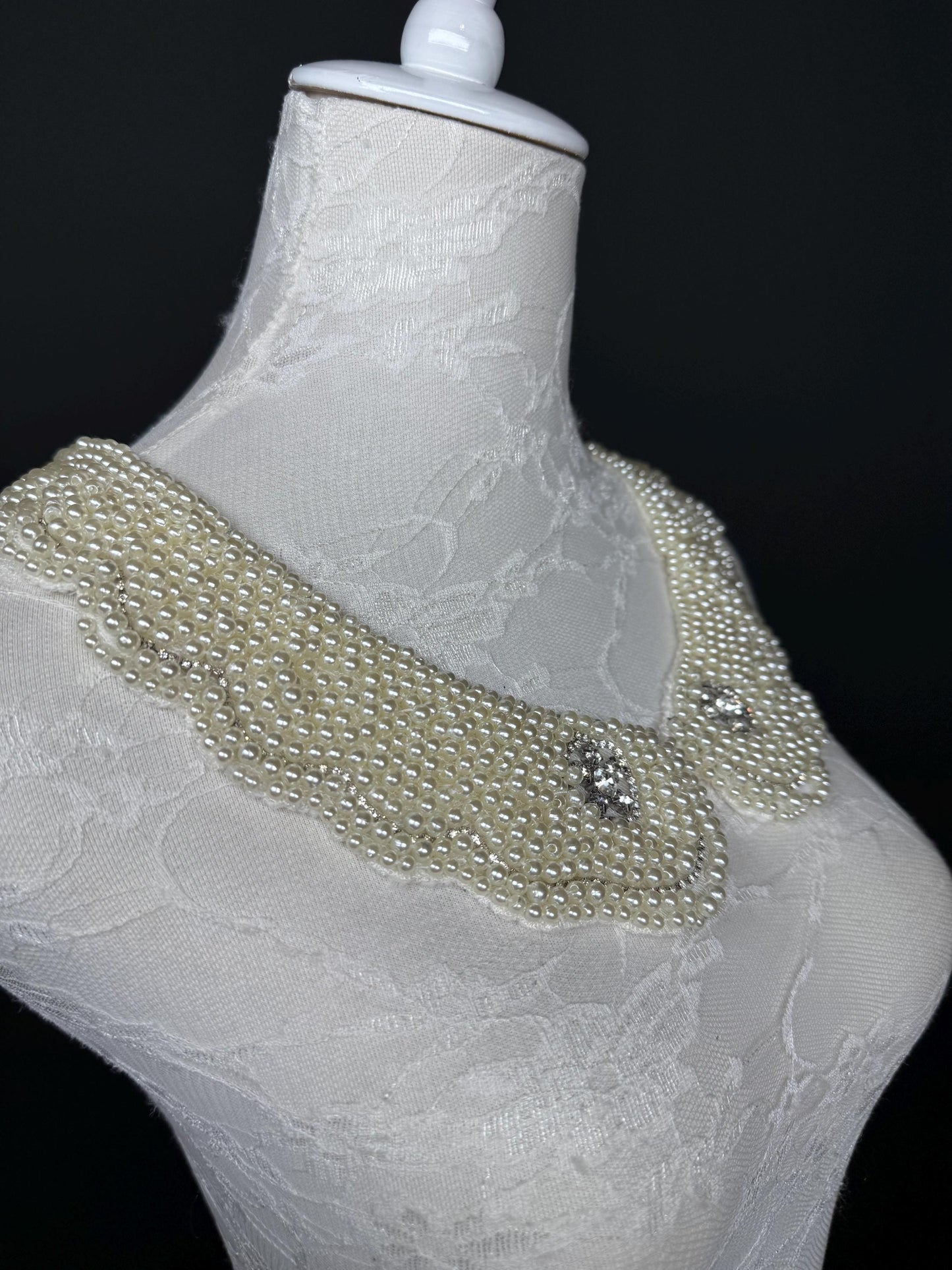 Bridal Pearl Shoulder Necklace, Vintage Wedding Shoulder Jewellery, Pearl Body Jewellery, Statement Neckpiece