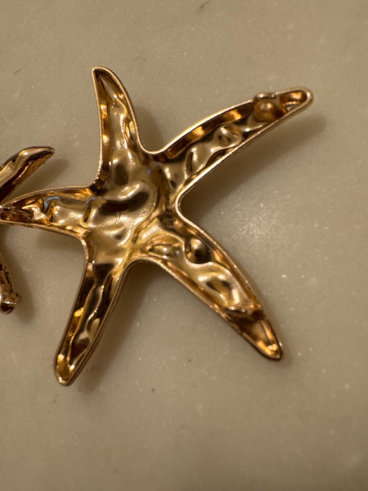 Gold Metal Starfish Buckle, Sew-On Swimwear Decor (6.5cm)