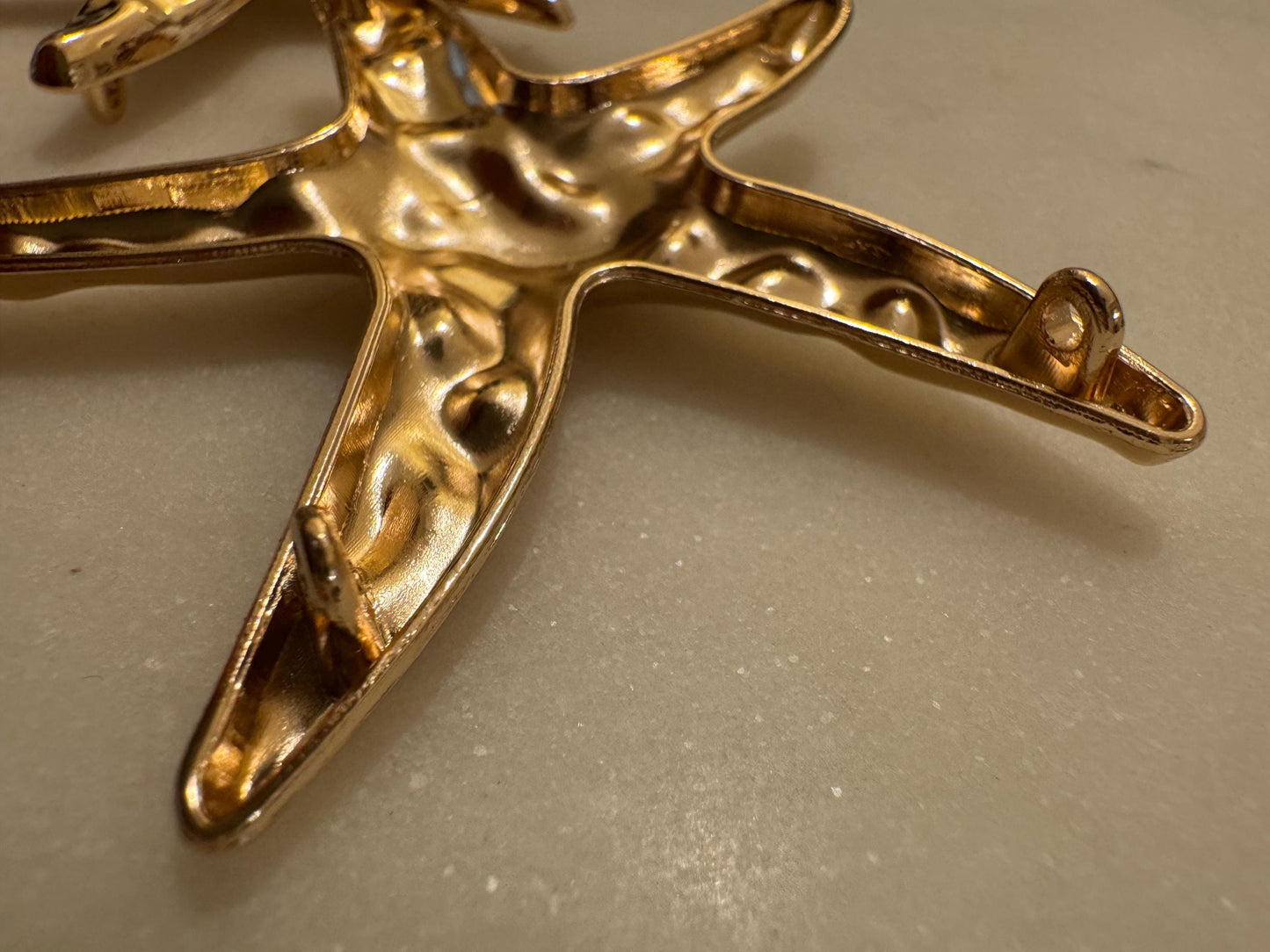 Gold Metal Starfish Buckle, Sew-On Swimwear Decor (6.5cm)