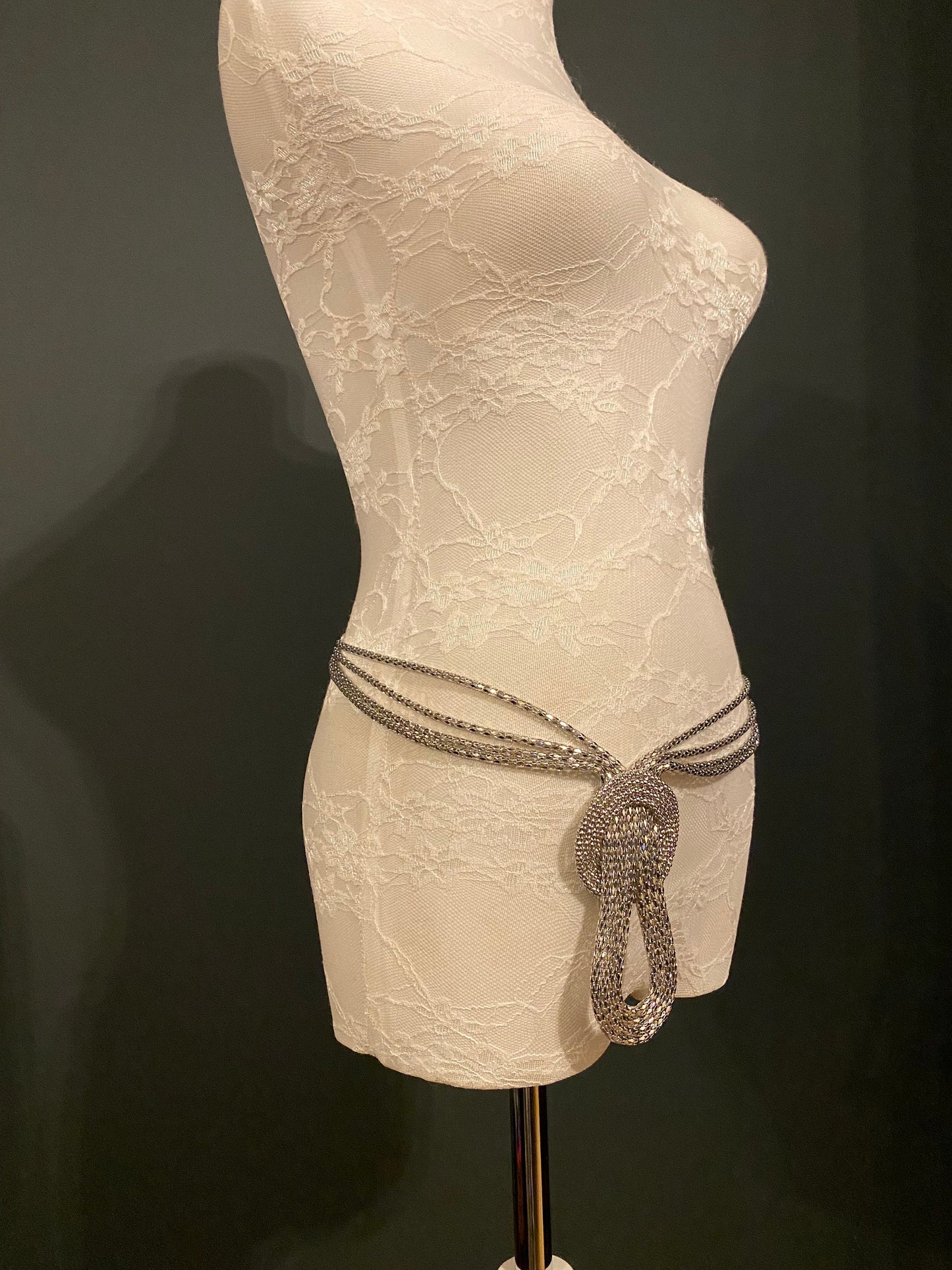 X-long, Metal Chain Detailed Belt, Silver Metal Fashion Belt, FAN Design, FAN Exclusive