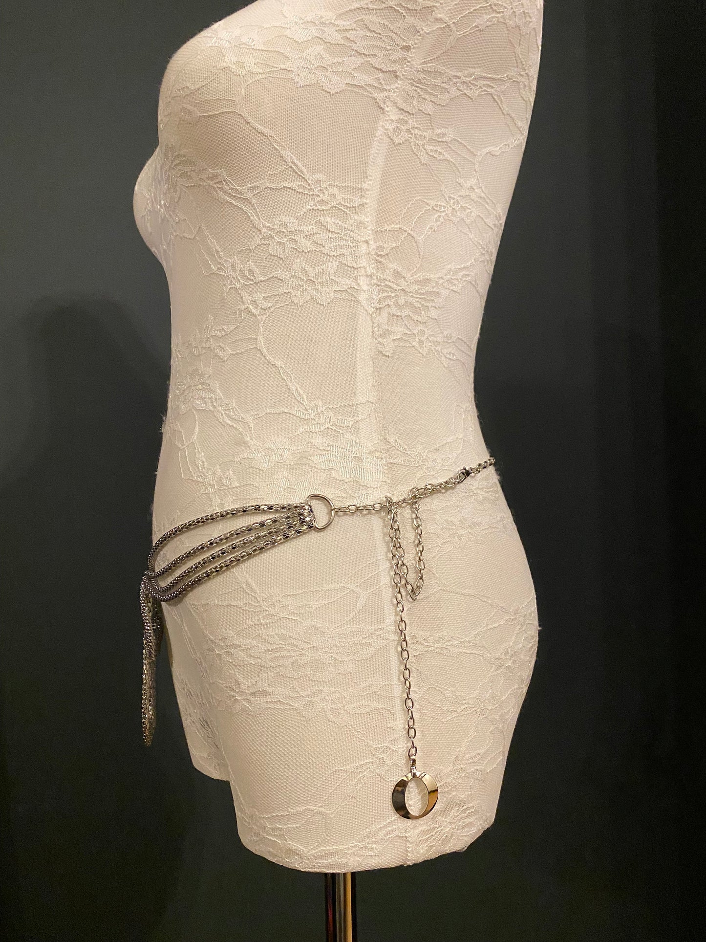 X-long, Metal Chain Detailed Belt, Silver Metal Fashion Belt, FAN Design, FAN Exclusive